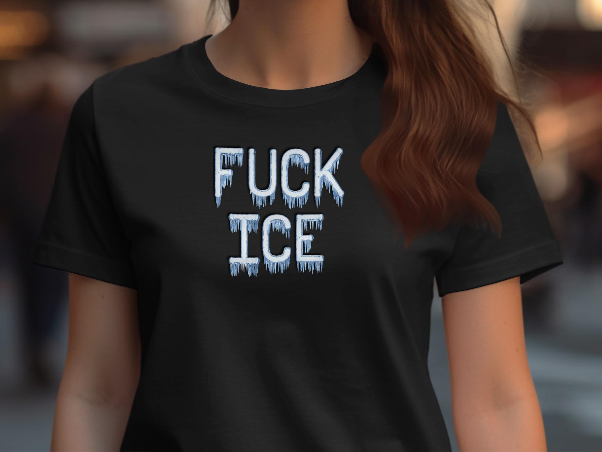 FUCK ICE Frozen Icicle Letters Anti-Fascism Tee