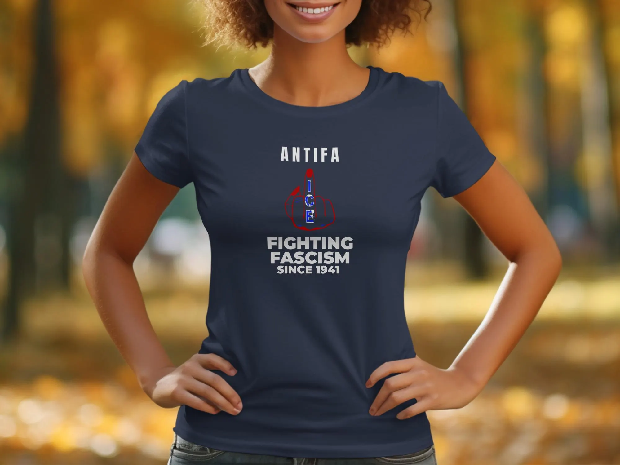 Middle finger ICE Antifa Fighting Fascism Since 1941 We The People No Kings In America Shirt Protest Tee, Anti-MAGA, Political Tee, fuck ice - image 3