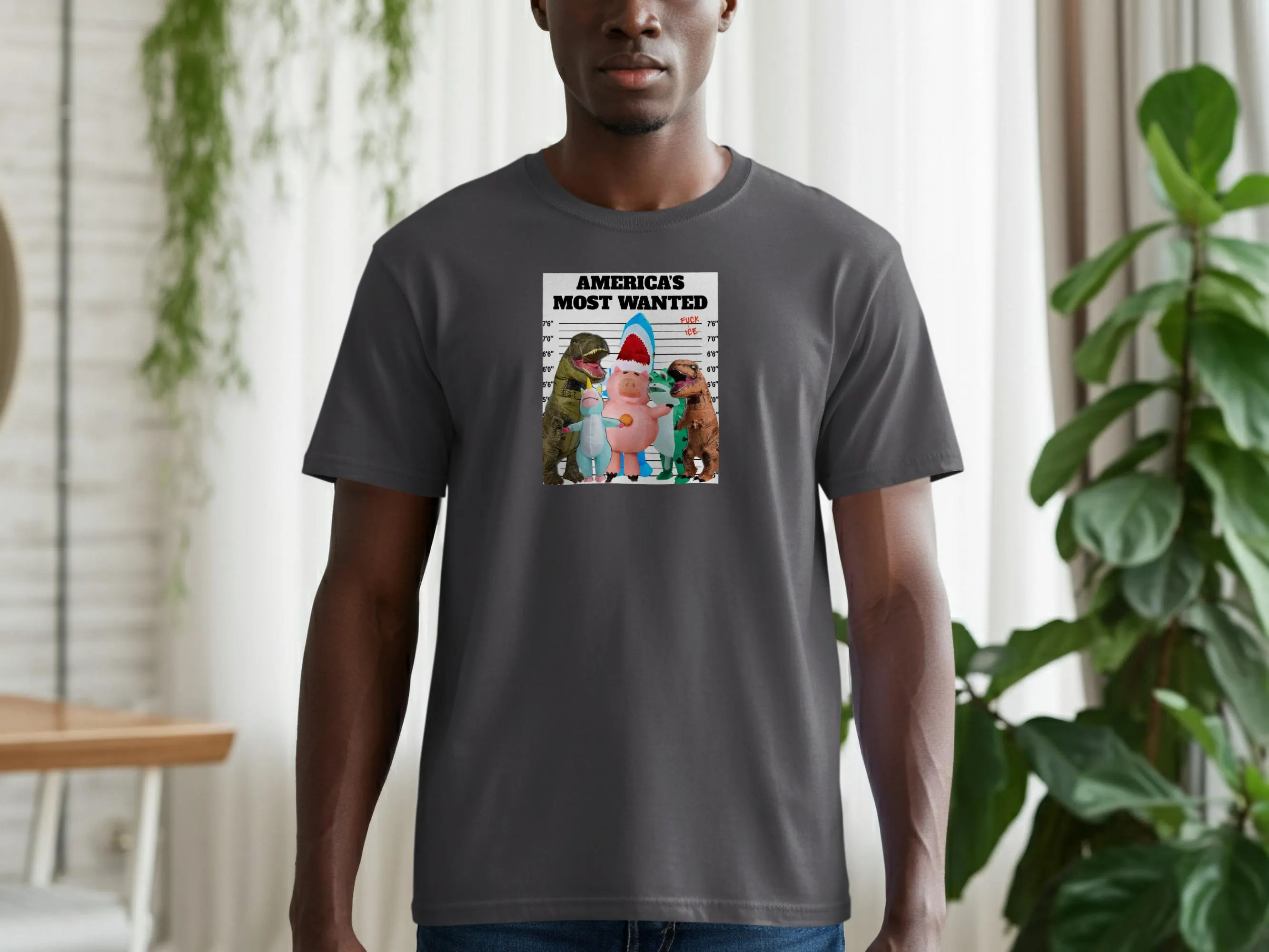 Political Protest Tee America's Most Wanted Inflatable Costumed Protestors Froggie Dinosaur Unicorn Shark Piggy Abolish ICE No Kings Gift - image 5
