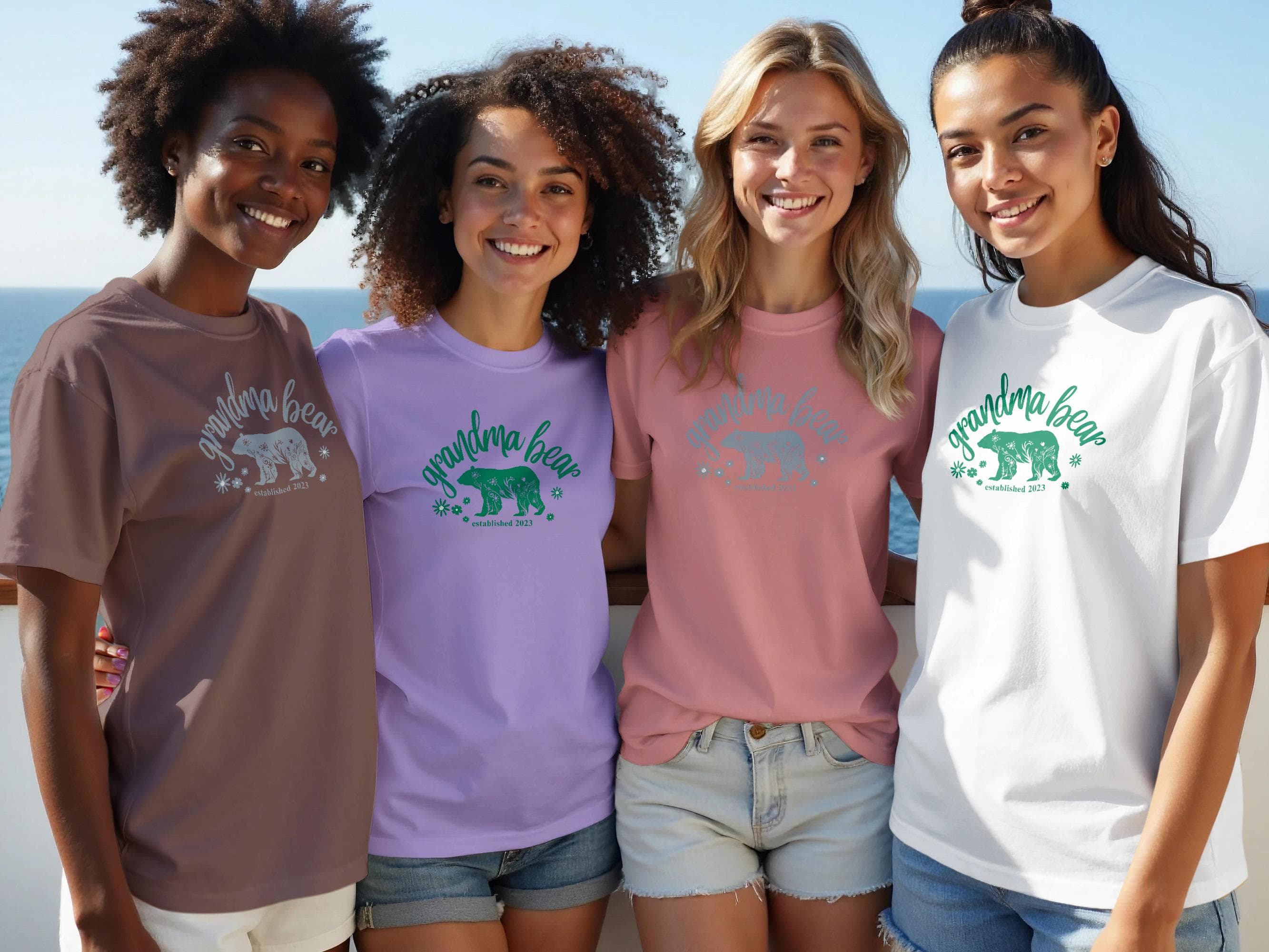 Custom Grandma Bear Floral Comfort Colors shirt Personalized Date Bear Top Gift for Mom, Mama, Grandma, New Mom Grandma, Baby Announcement - image 5