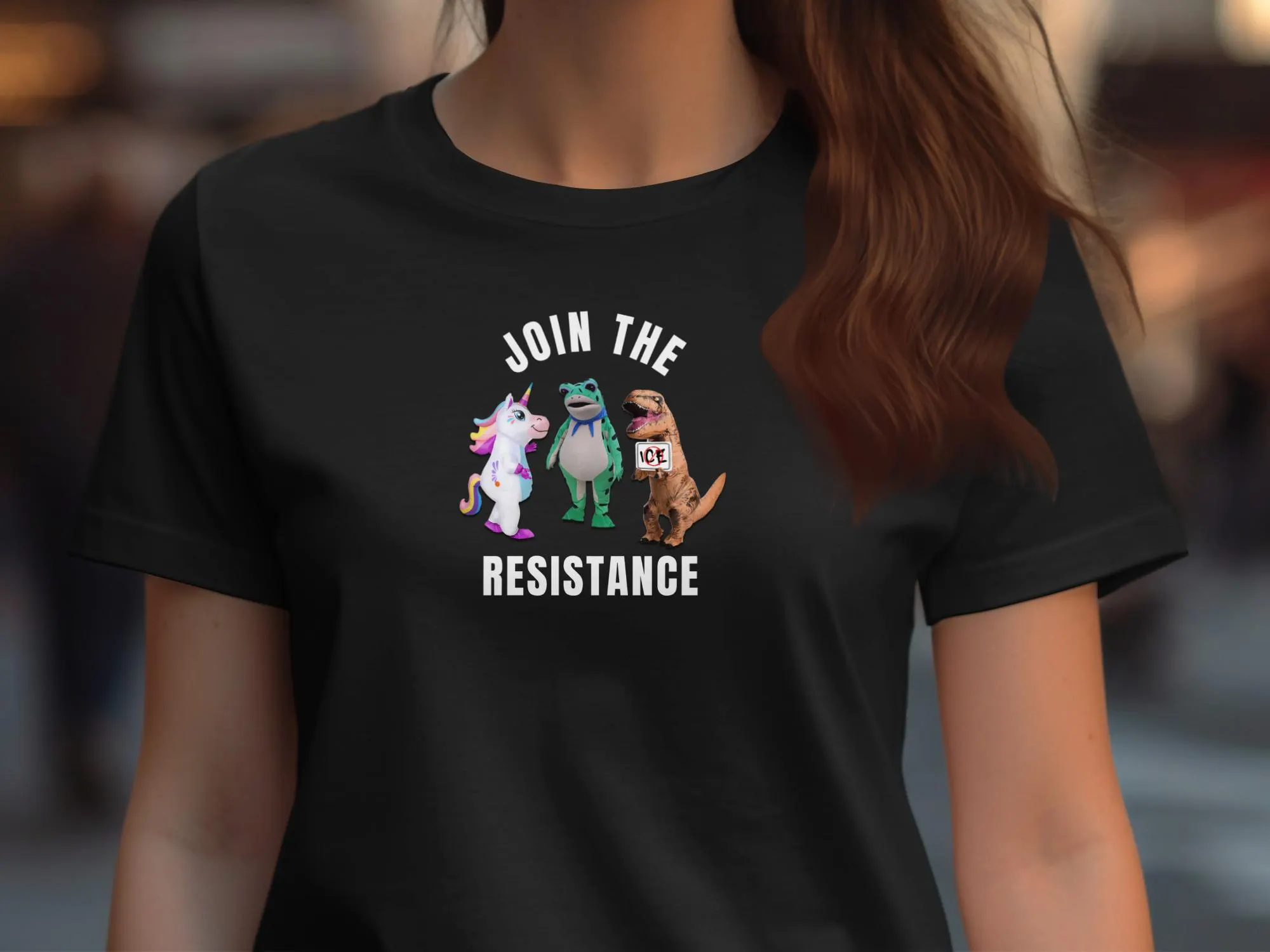 Political Protest Tee Join The Resistance Inflatable Costumed Protestors Froggie Dinosaur Unicorn Resistors Abolish ICE No Kings Gift Shirt