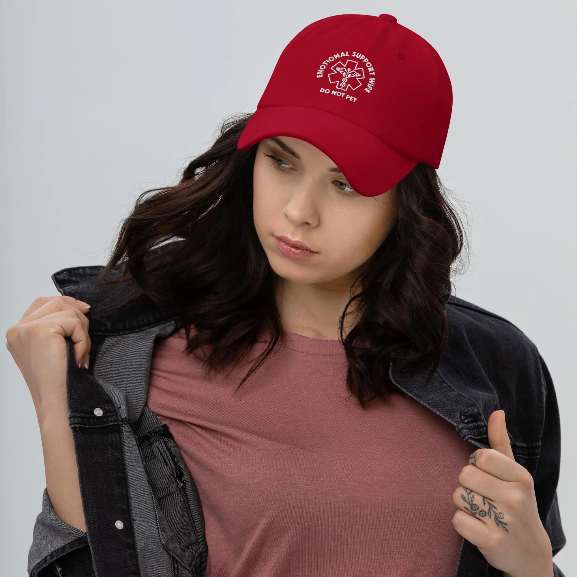 Emotional Support Wife DO NOT PET Gift Hat Fun Embroidered Cap for the love of your life Hands off spouse Hat. Funny Silly Service Animal - image 3