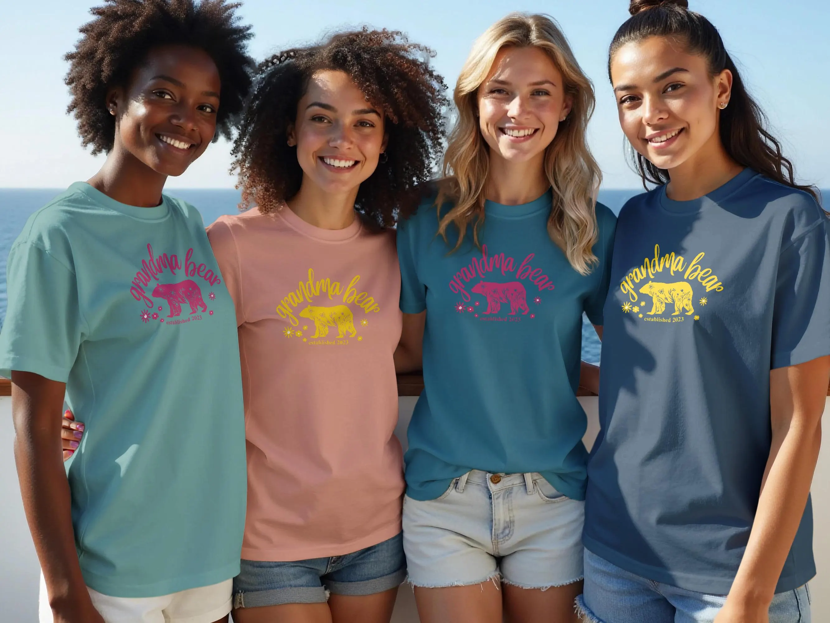 Custom Grandma Bear Floral Comfort Colors shirt Personalized Date Bear Top Gift for Mom, Mama, Grandma, New Mom Grandma, Baby Announcement - image 3