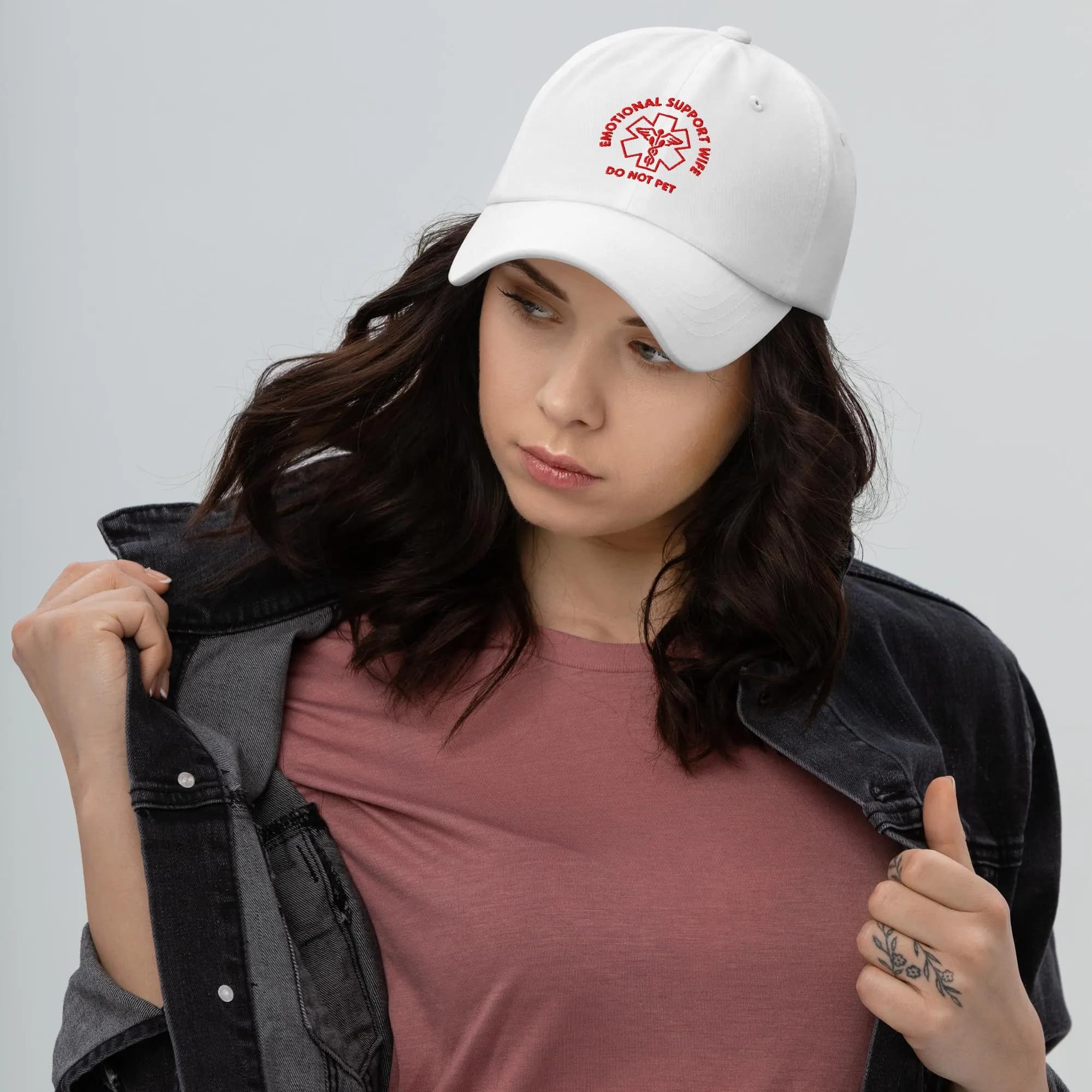 Emotional Support Wife DO NOT PET Gift Hat Fun Embroidered Cap for the love of your life Hands off spouse Hat. Funny Silly Service Animal - image 5