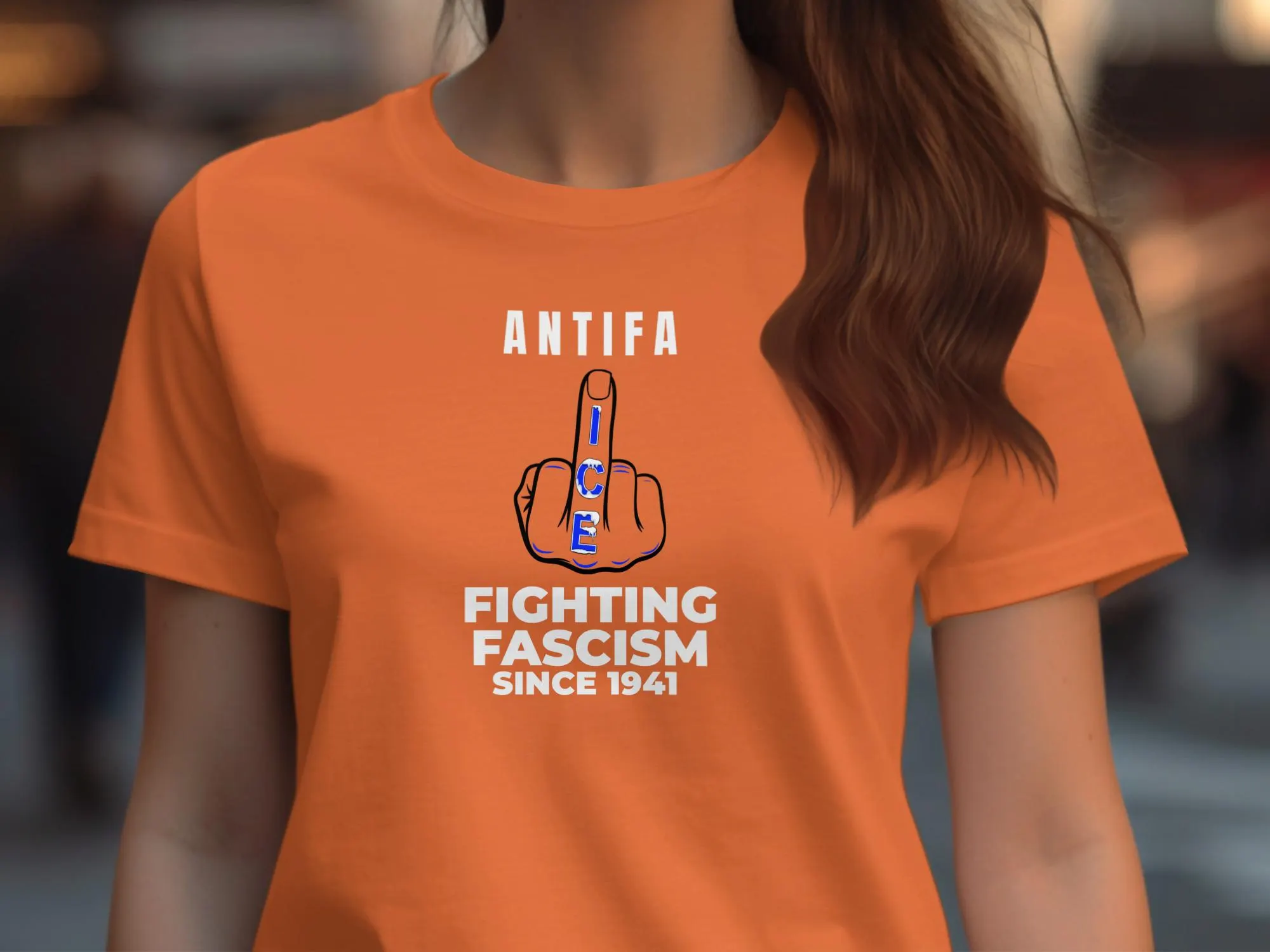 Middle finger ICE Antifa Fighting Fascism Since 1941 We The People No Kings In America Shirt Protest Tee, Anti-MAGA, Political Tee, fuck ice - image 4