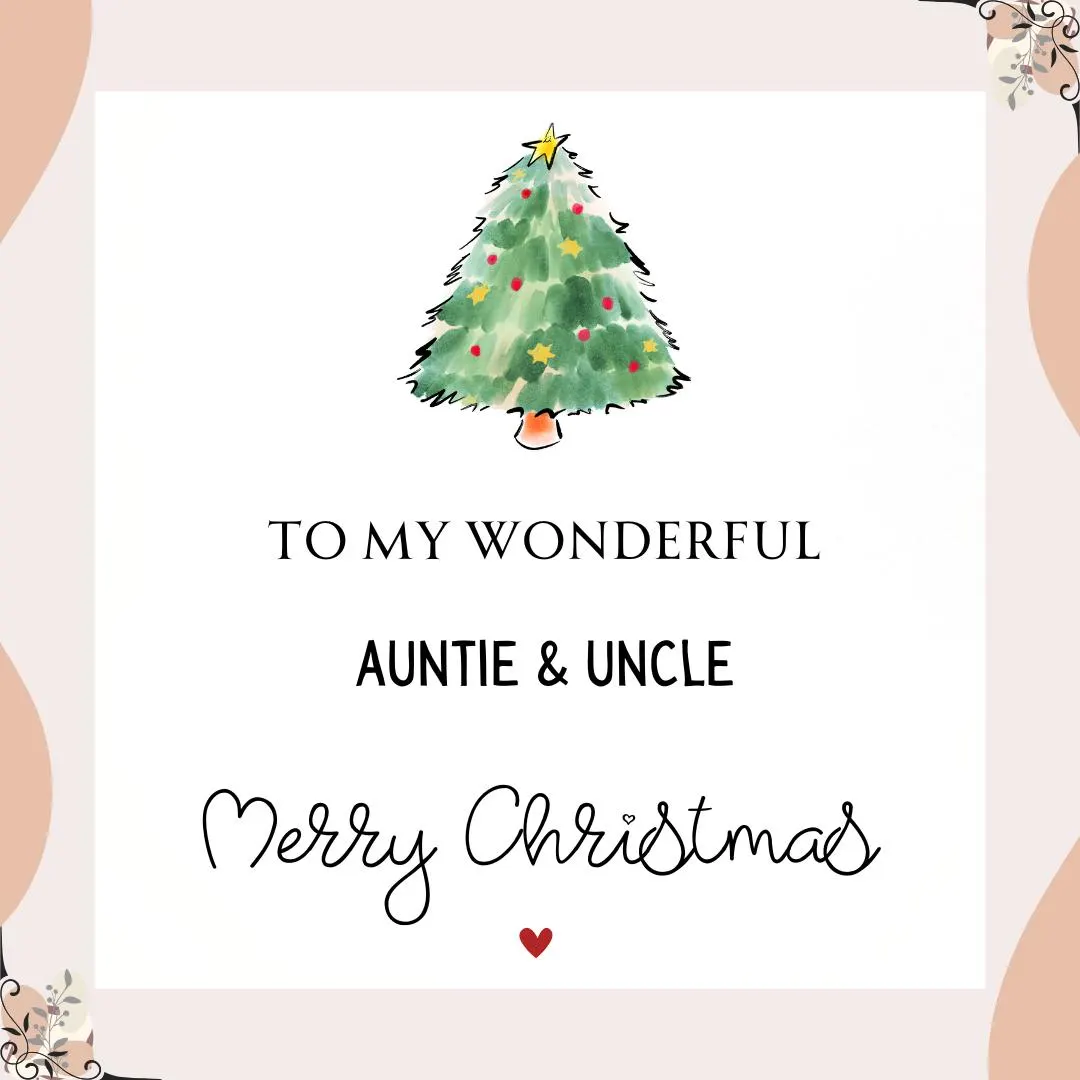 Merry Christmas To My Wonderful Auntie and Uncle, Personalised Christmas Card for Auntie, For Uncle Cute Christmas Card, Uncle & Auntie Gift