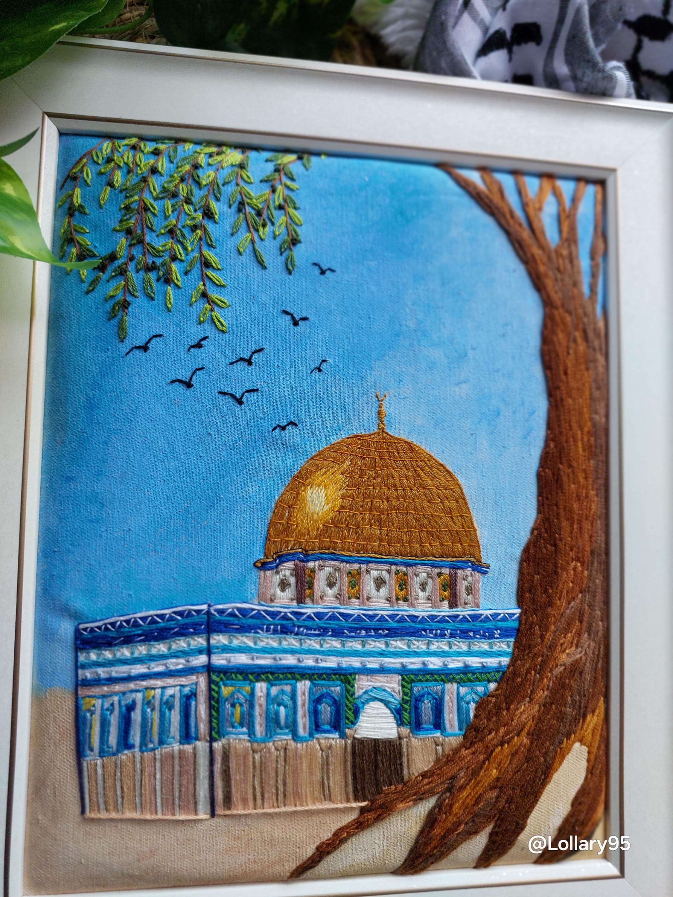 Palestine Embroidery Art| Framed Palestine Map | Handmade Embroidery | Handcrafted Art | Palestine Decor | Al-Aqsa| Dome of the Rock,tatreez - image 4