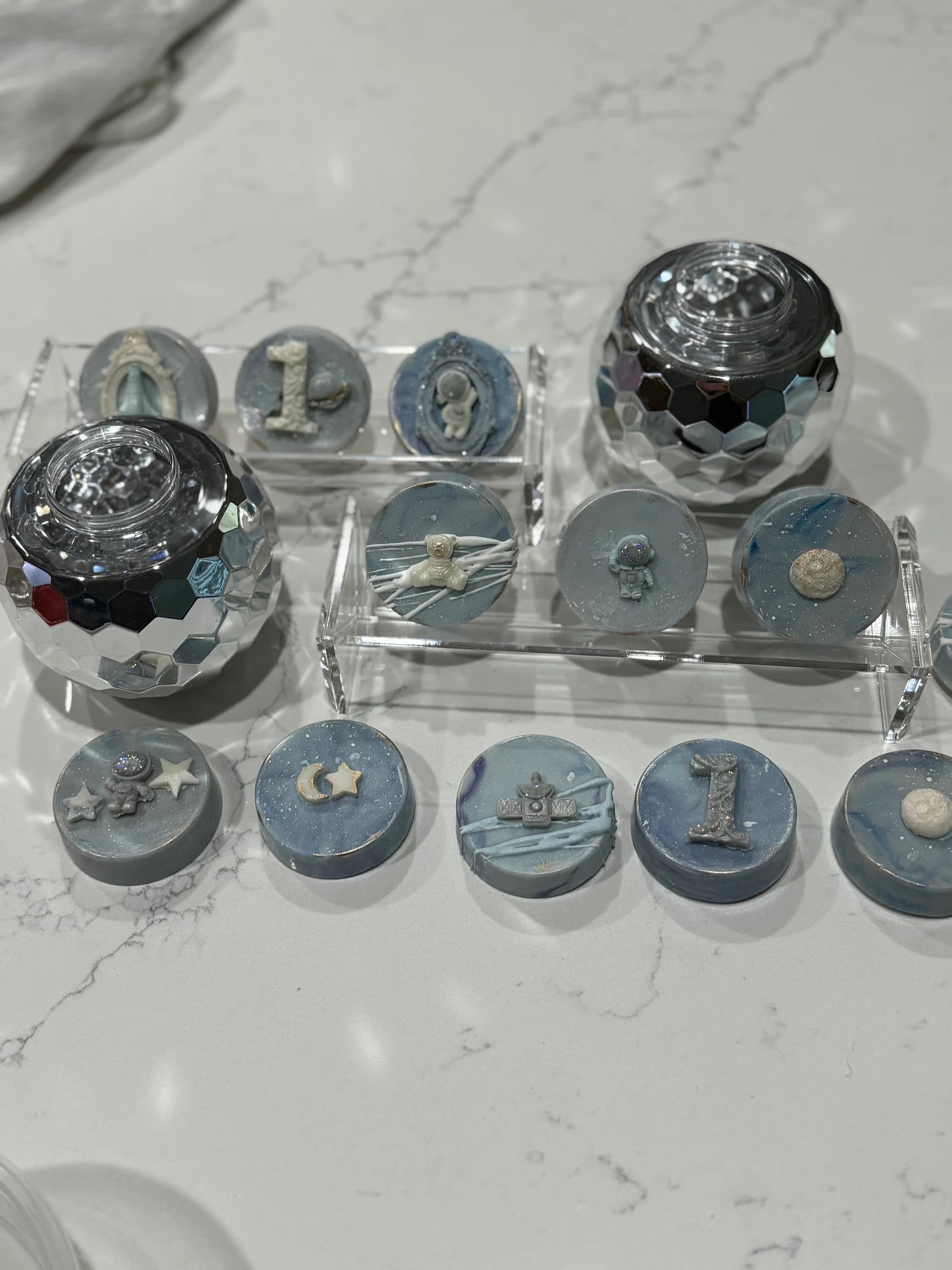 Fancy space themed Chocolate covered oreos space party favors galaxy cookies first year around the sun cookies galaxy desserts space dessert - image 2