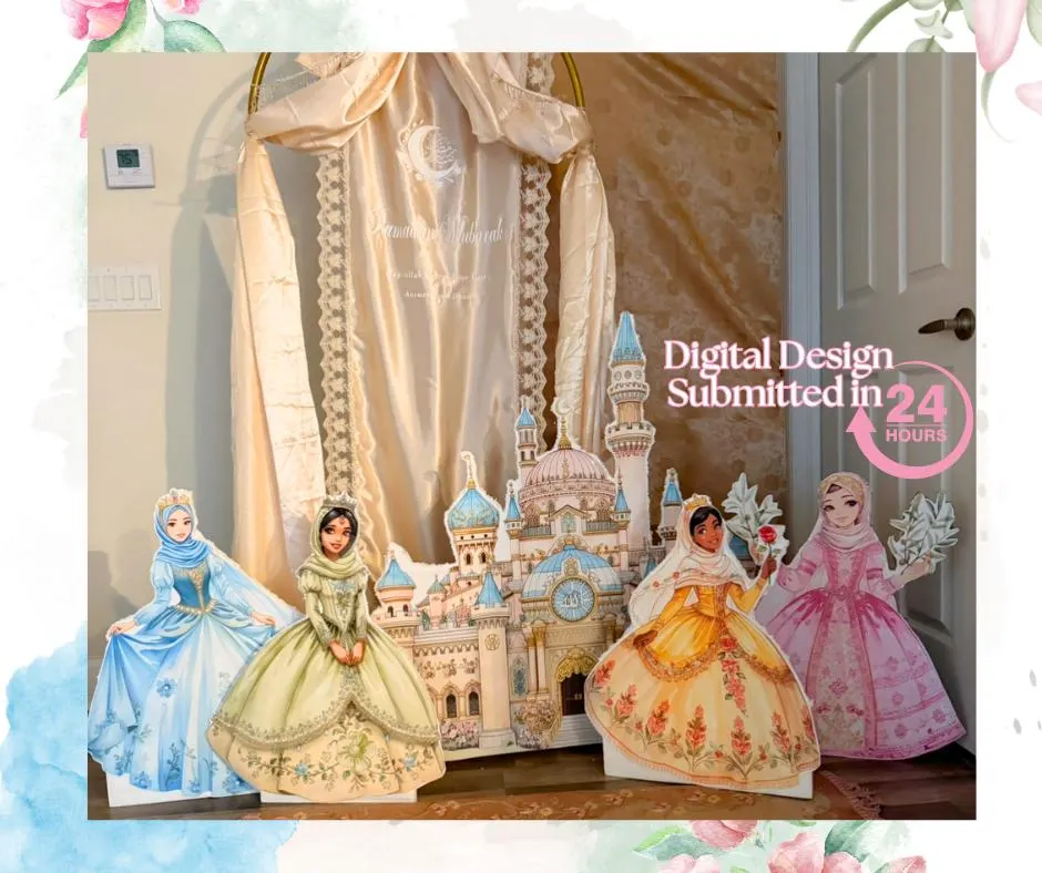 Muslim Princess and Castle Banner muslim princess masjid castle princess Eid banner princess ramadan banner