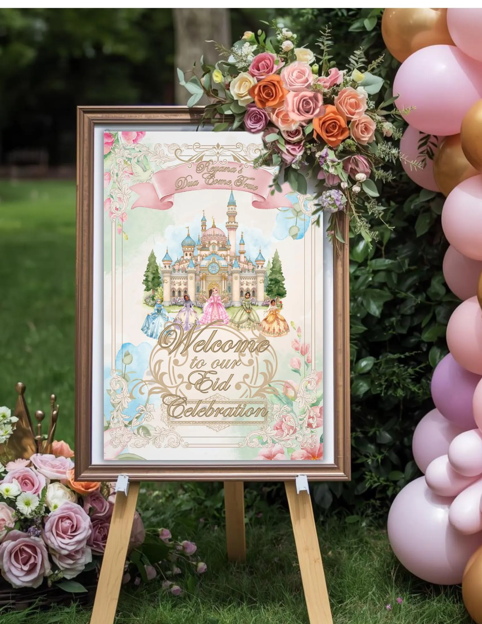 Editable Princess Ramadan Welcome Sign Princess Eid party sign muslim princess birthday sign arab party sign Ramadan Iftar sign arabic sign - image 4