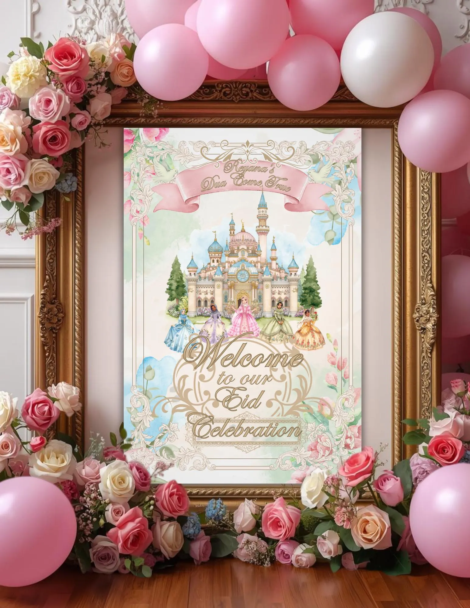 Editable Princess Ramadan Welcome Sign Princess Eid party sign muslim princess birthday sign arab party sign Ramadan Iftar sign arabic sign - image 3