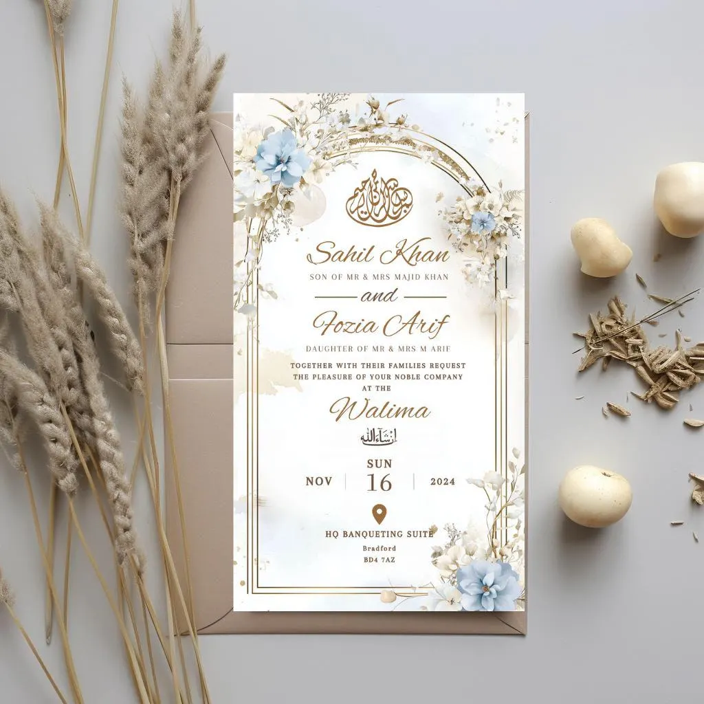 Elegant Muslim Wedding Invitation Template: Floral Arch (Digital Download) - image 4