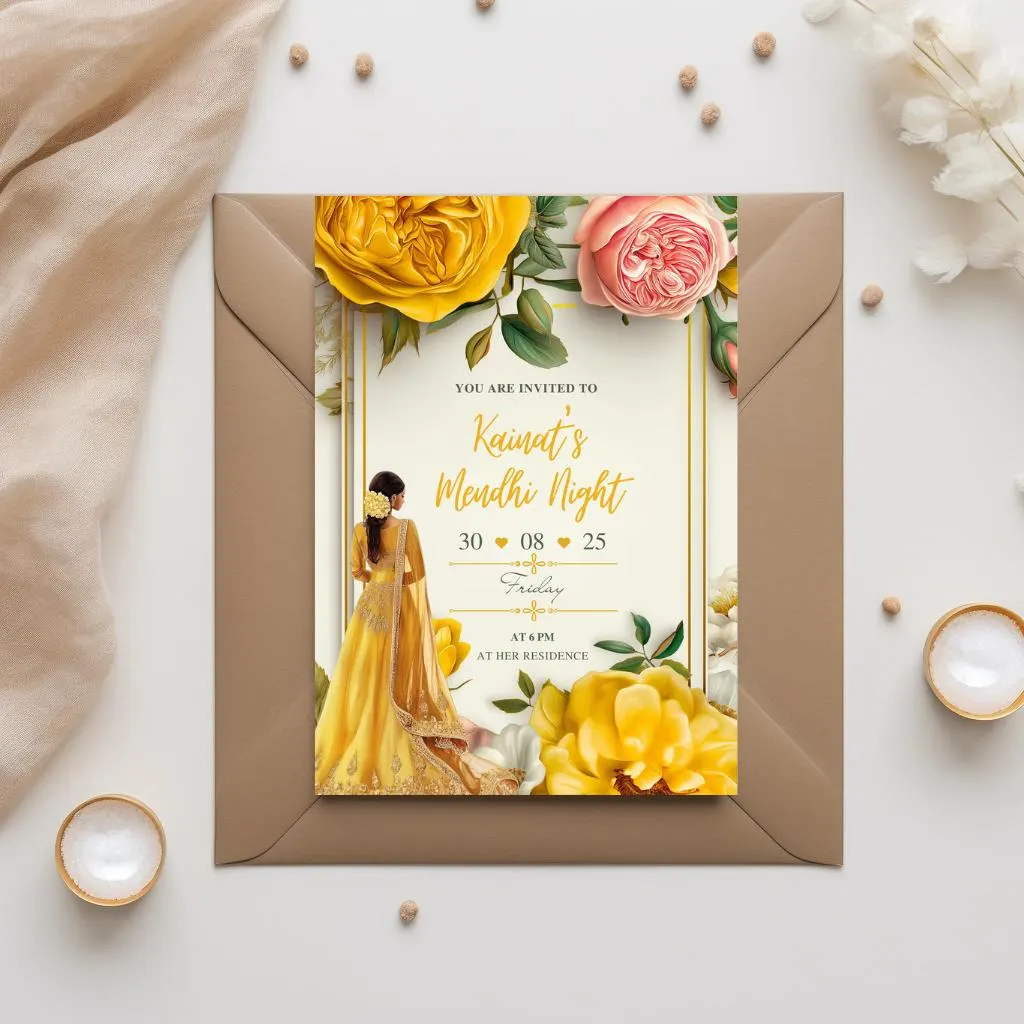 Mehndi invite Digital Mehendi invitation, Mehndi invitations Digital Dholki invite & Mendhi Night invite as Dholki invitations Mehndi cards - image 2