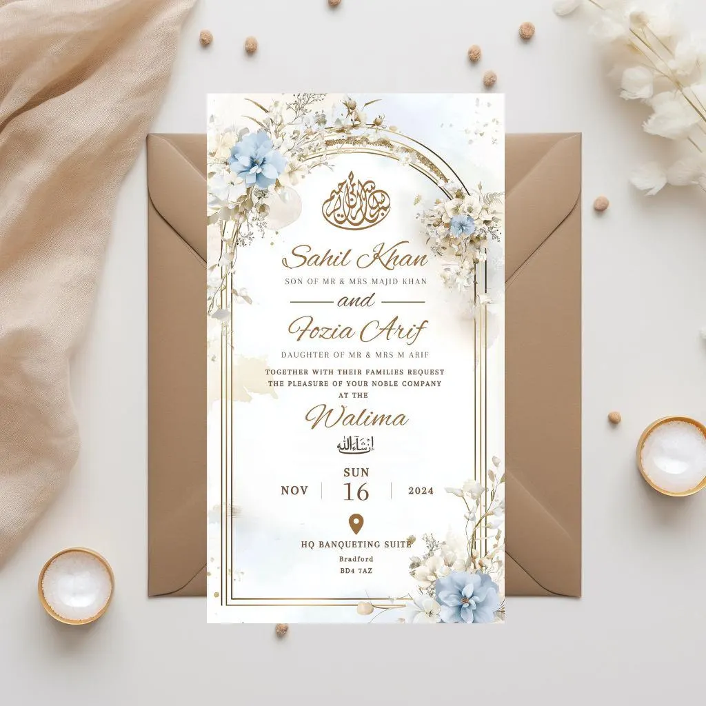 Elegant Muslim Wedding Invitation Template: Floral Arch (Digital Download) - image 5