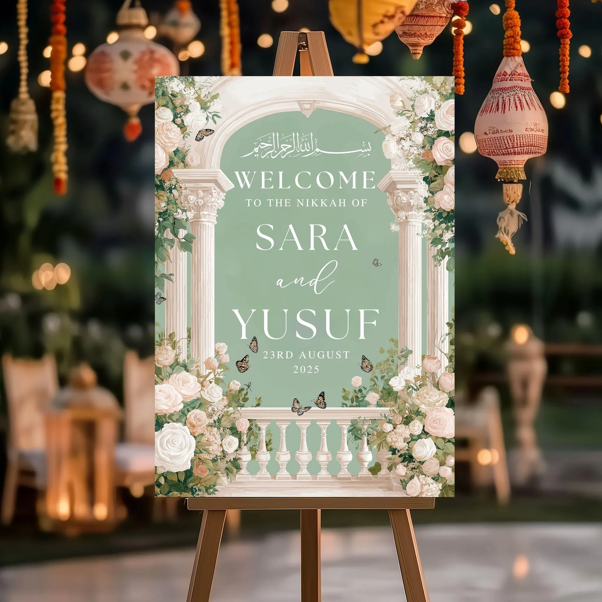 Arch Nikkah Wedding Welcome Sign | Personalised Nikkah | Islamic Wedding & Muslim Wedding sign | Nikkah Sign | Walima Welcome | Valima Sign
