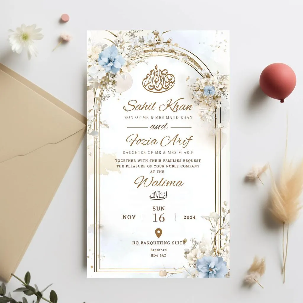 Elegant Muslim Wedding Invitation Template: Floral Arch (Digital Download) - image 3
