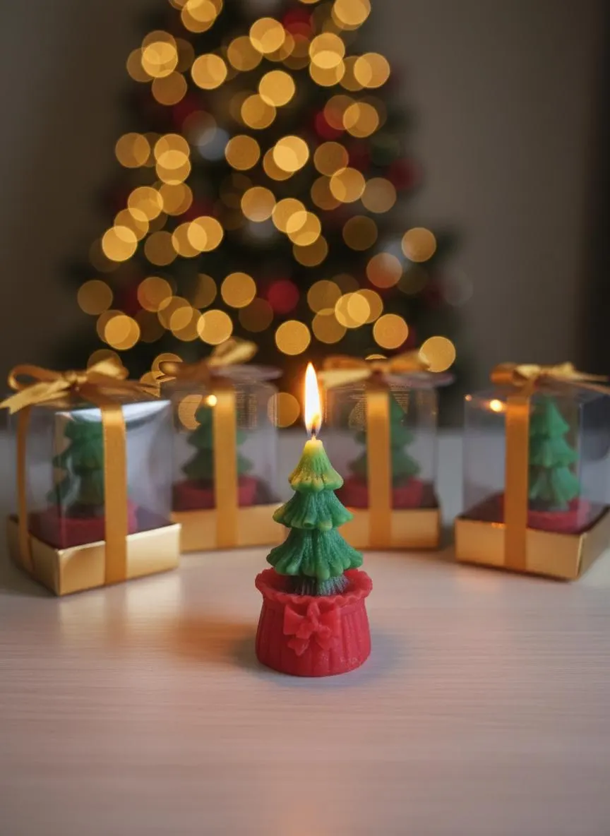 Noel Pine Tree Candle Favor - Christmas New Year Xmas table decor - Party Bulk Gifts - image 5