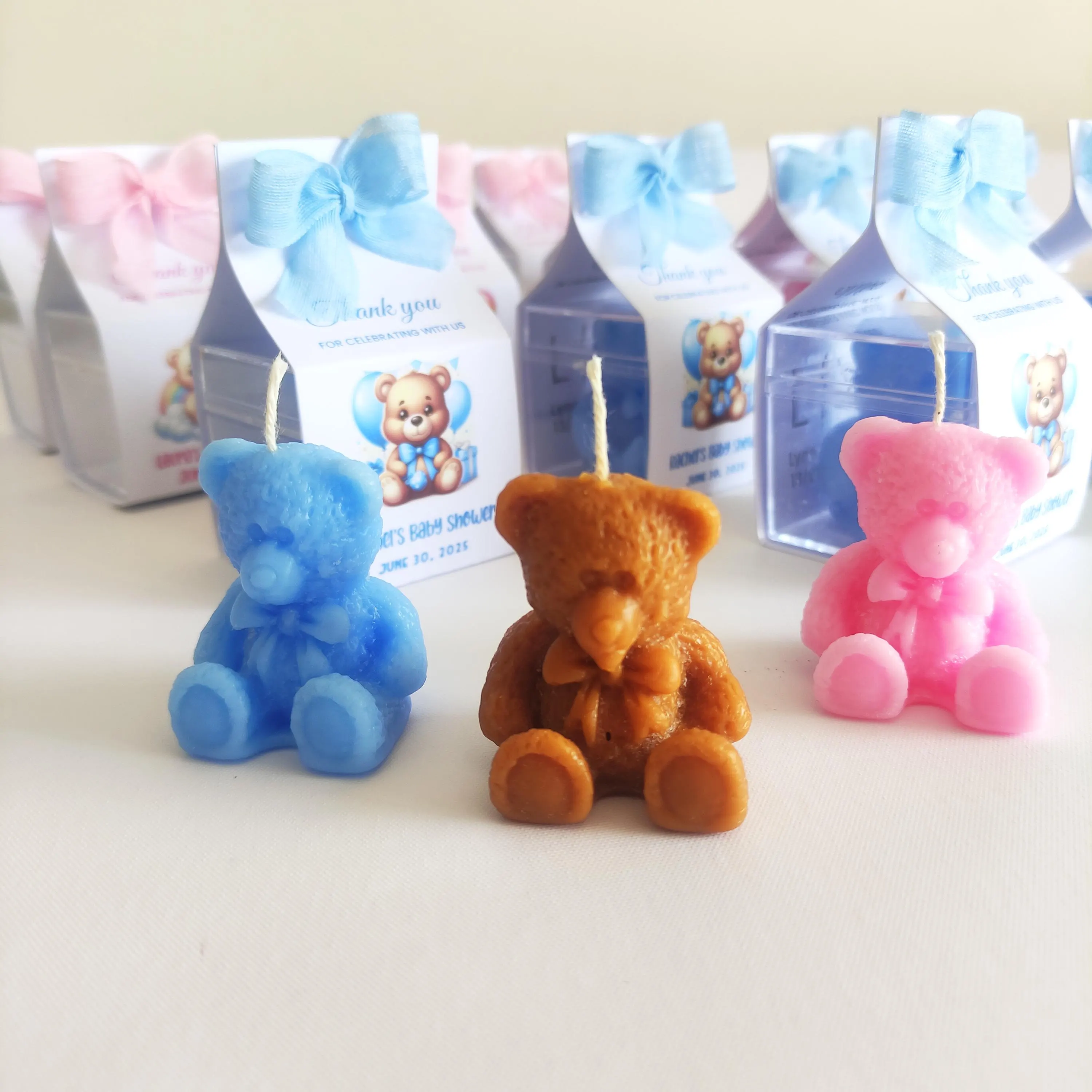 Teddy Bear Mini Candle: Baby Shower Favors, Baptism Keepsake - image 4