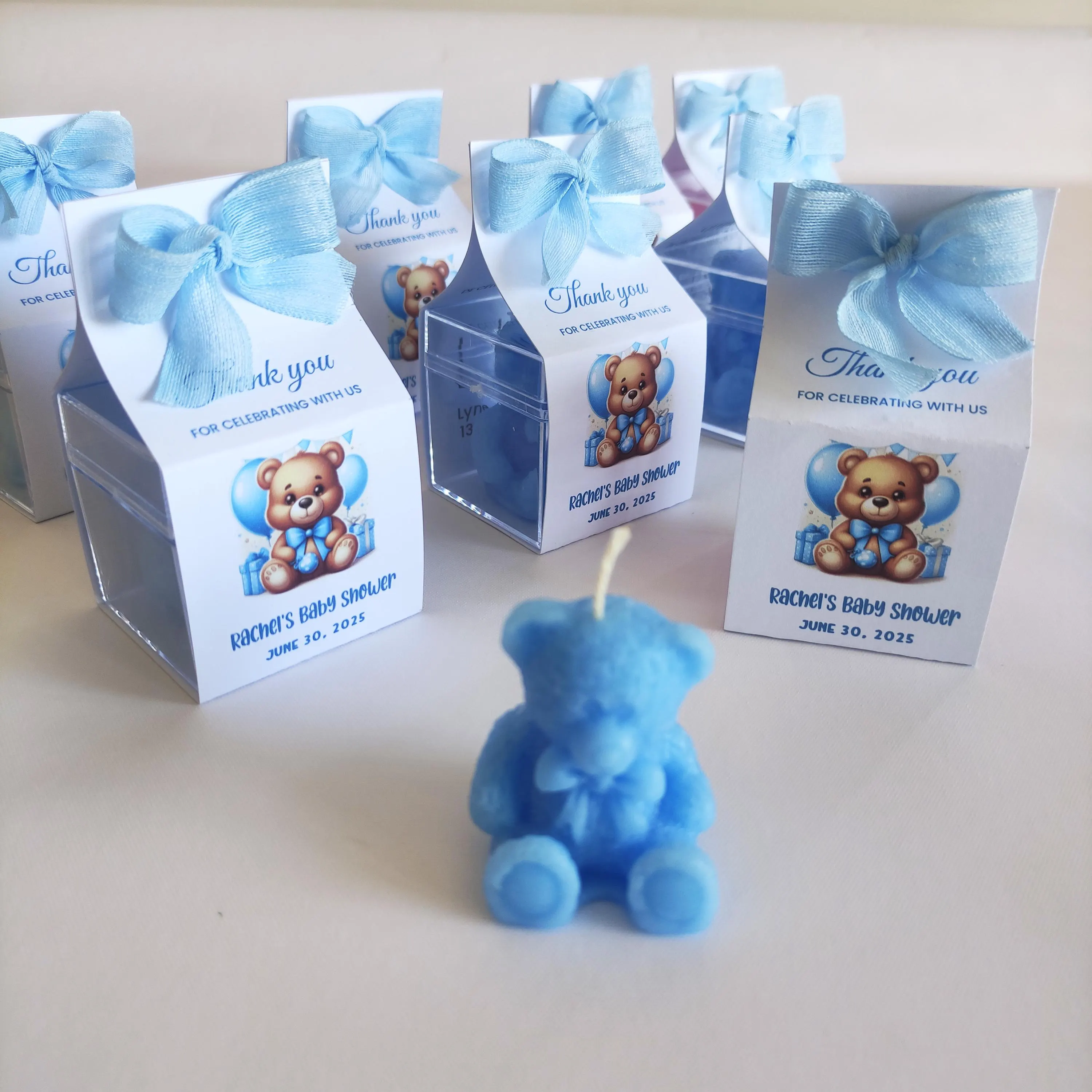 Teddy Bear Mini Candle: Baby Shower Favors, Baptism Keepsake