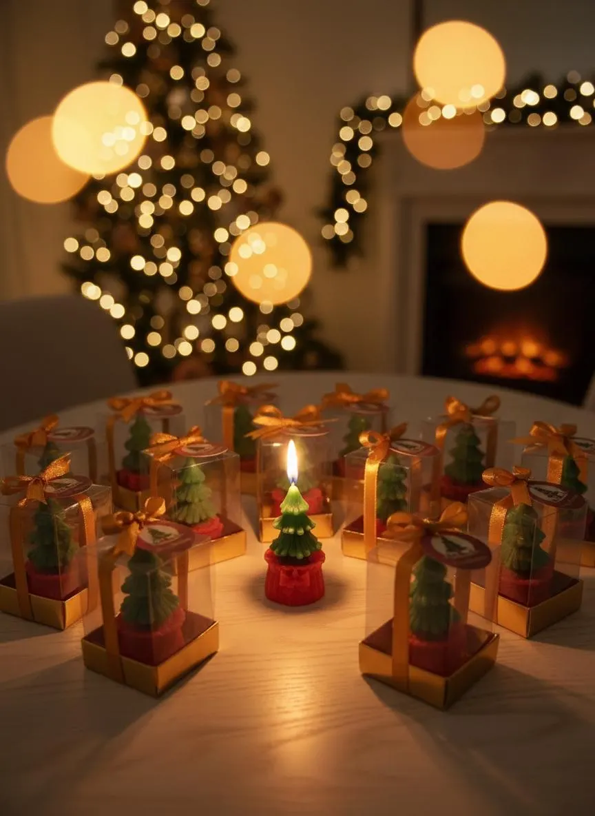 Noel Pine Tree Candle Favor - Christmas New Year Xmas table decor - Party Bulk Gifts - image 4