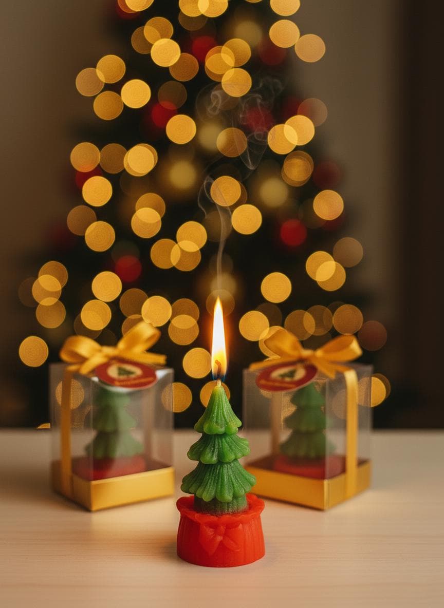 Noel Pine Tree Candle Favor - Christmas New Year Xmas table decor - Party Bulk Gifts - image 3