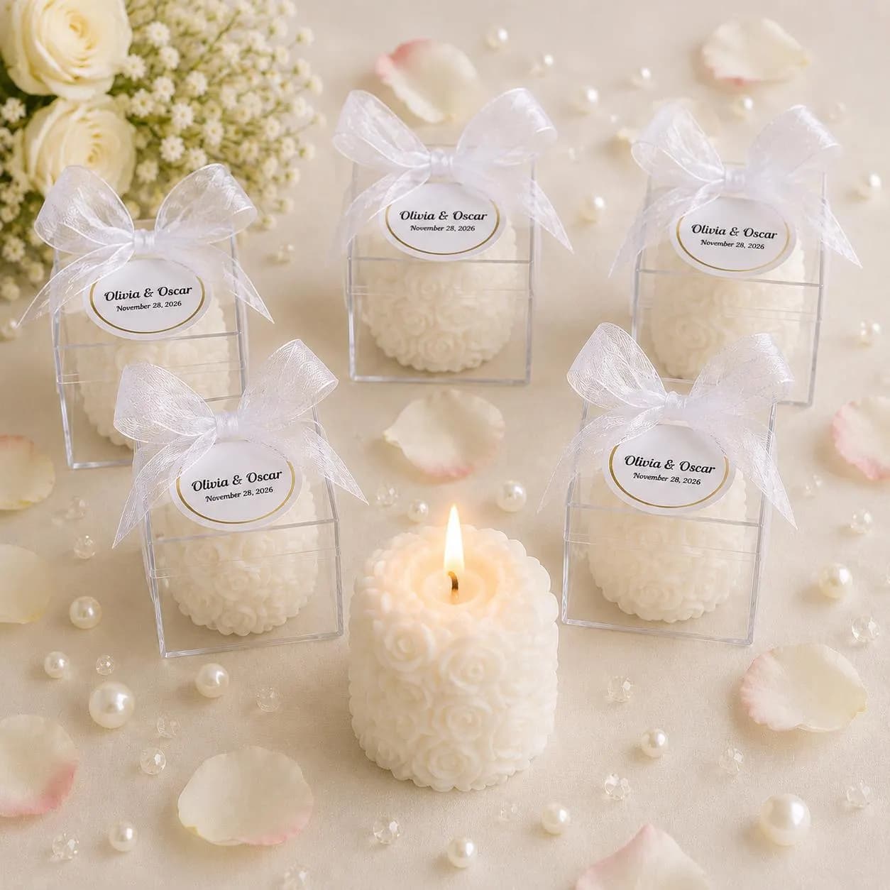 Bridesmaid Rose Candle Gift, Bulk Bridal Shower Favor, Wedding, Bachelorette Party Proposal Candle
