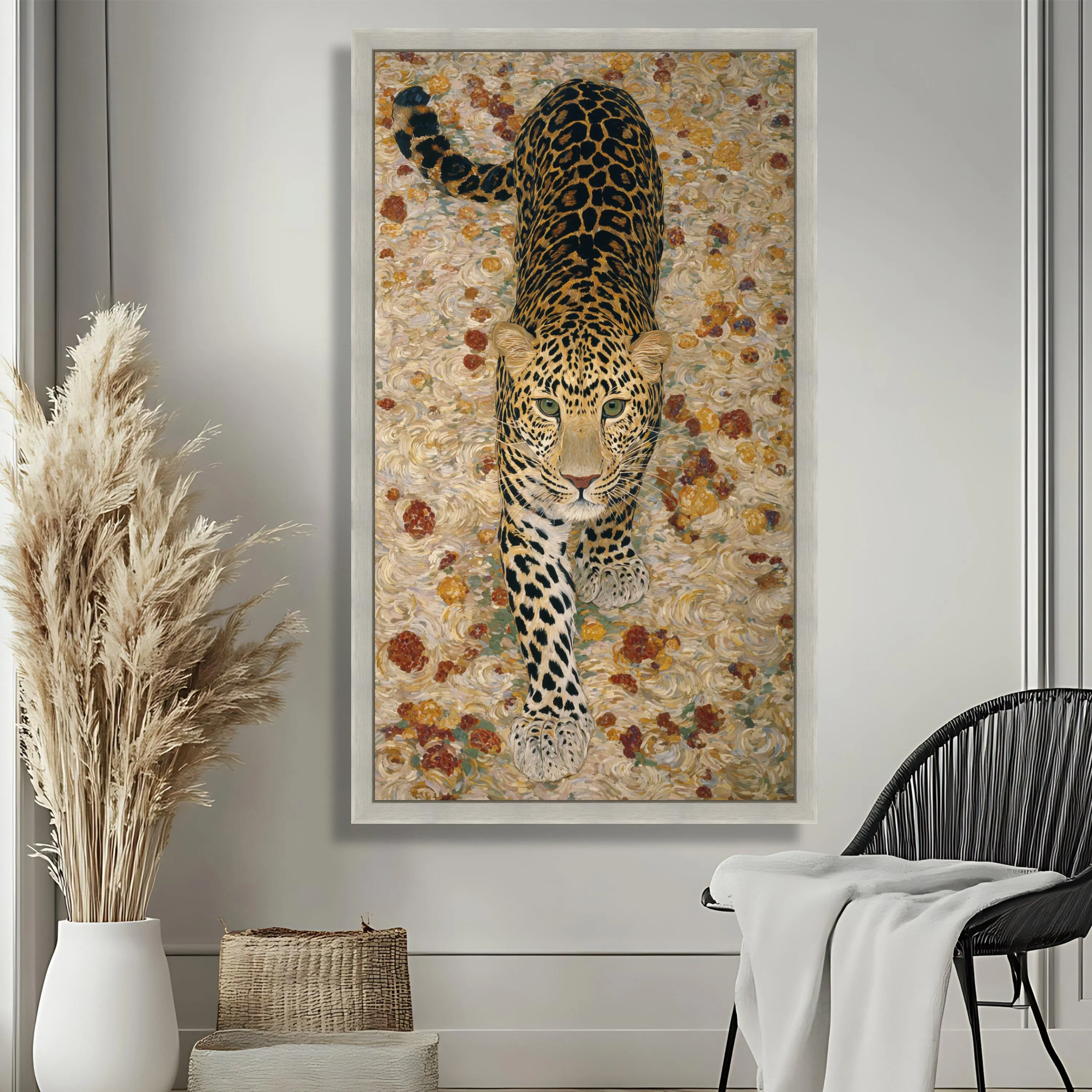 Majestic Leopard Walk Canvas, Wildlife Animal Art, Nature Wall Decor, Big Cat Canvas, Jungle Theme Decoration - image 5