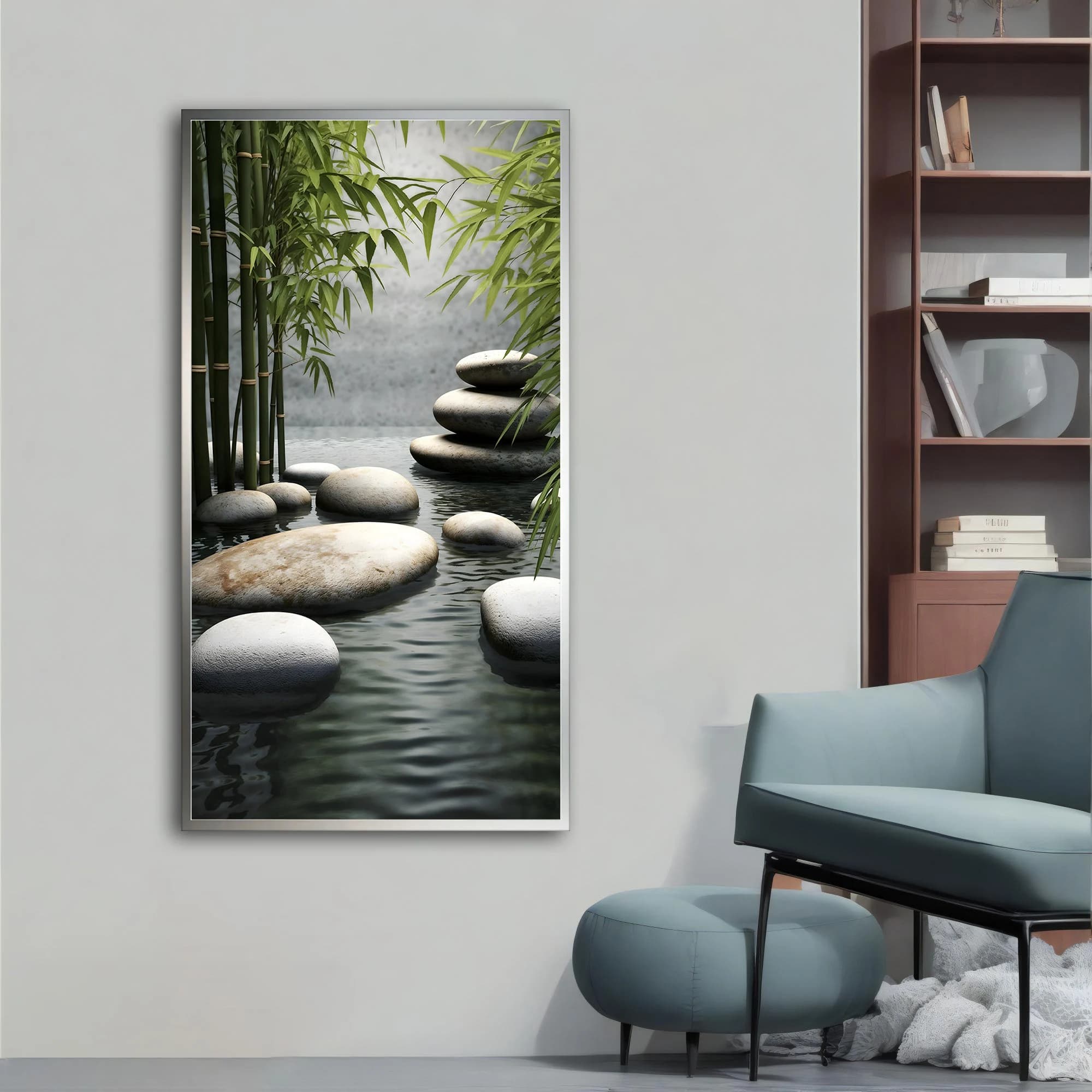 Wall Art Zen Garden Canvas, Relaxing Bamboo and Stones Decor, Calming Nature Scene for Home Decor, Meditation Room Art - image 4