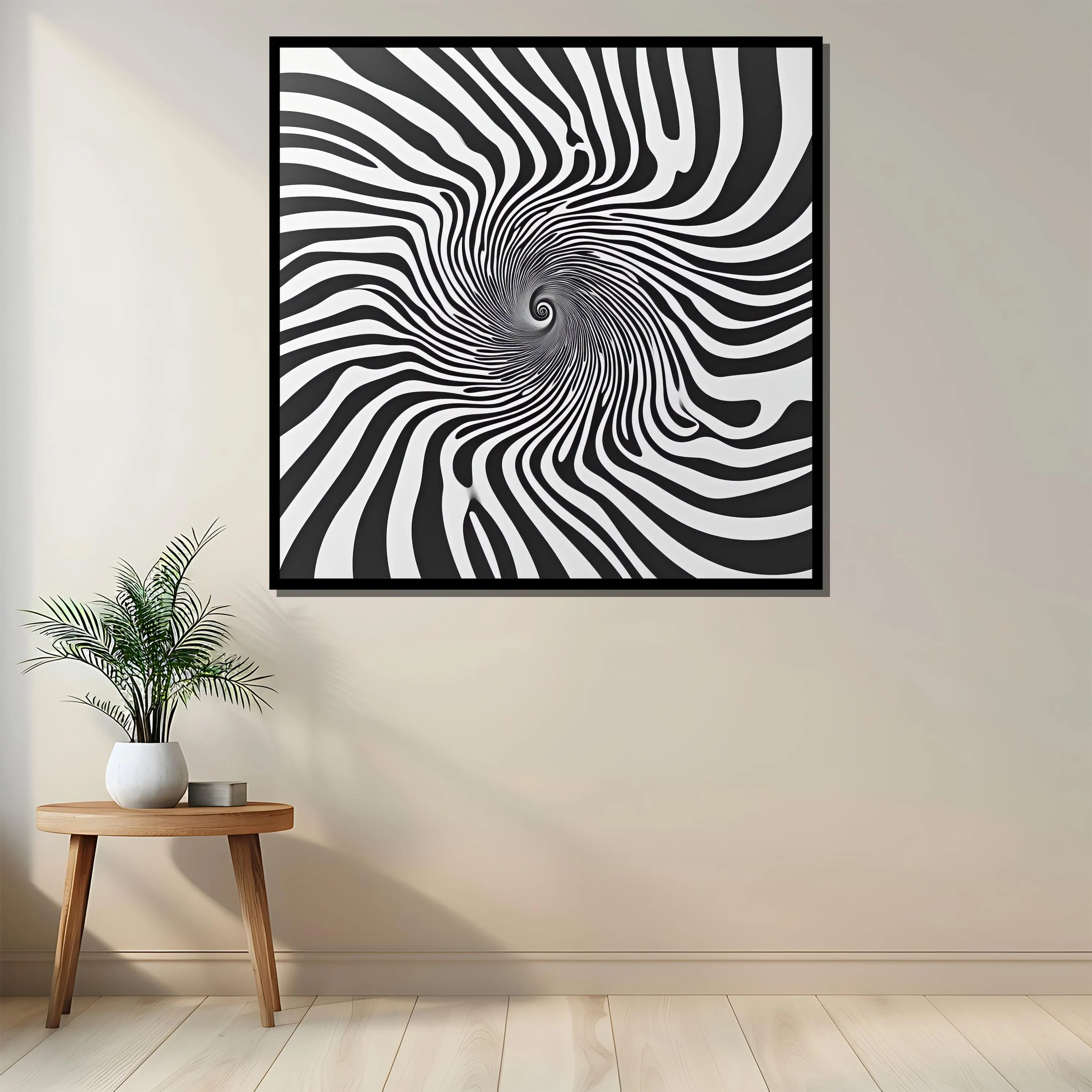 Black and White Optical Illusion Canvas Painting, Trippy Spiral Wall Art for Modern Home, Hypnotic Abstract Design, Perfect Gift Idea - image 4