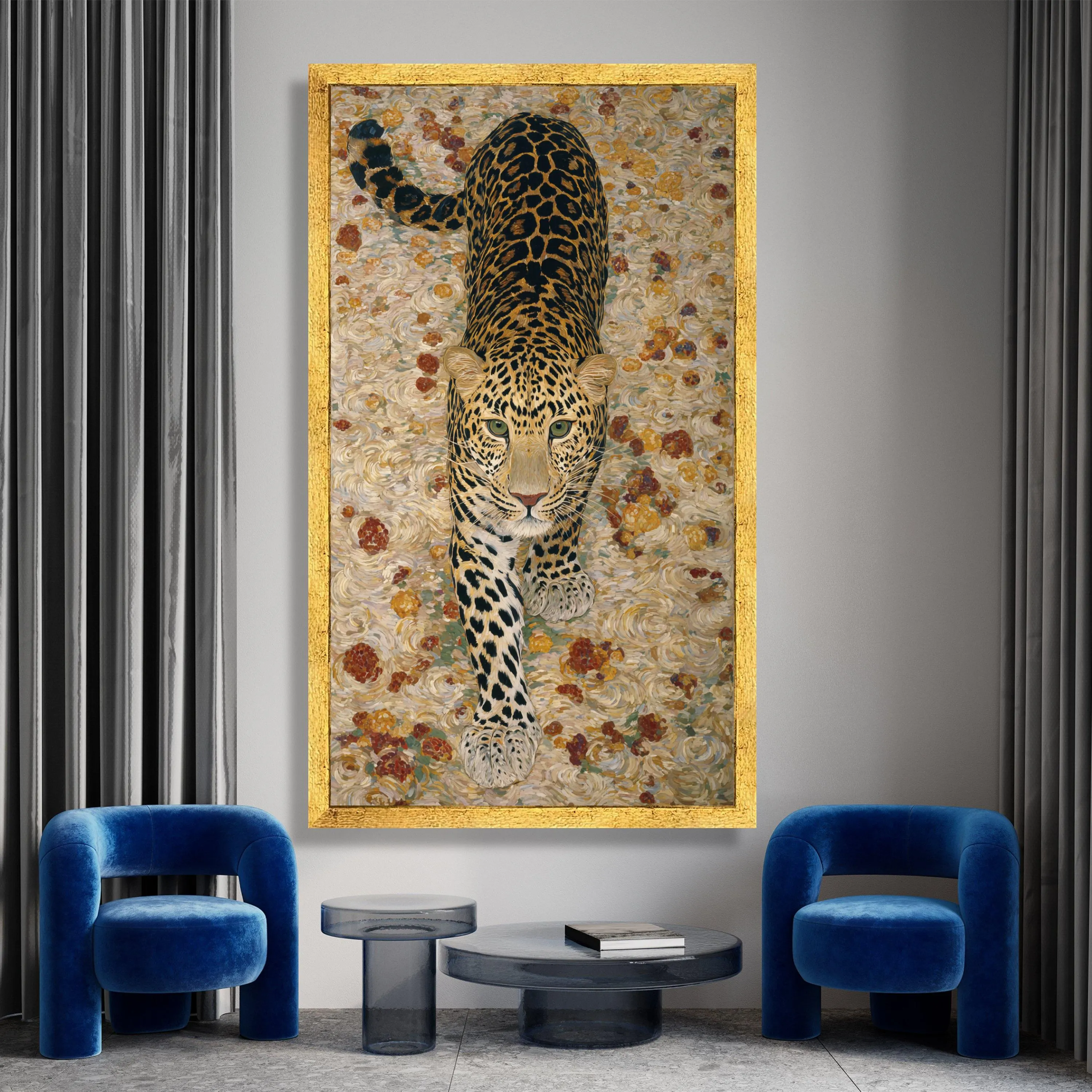 Majestic Leopard Walk Canvas, Wildlife Animal Art, Nature Wall Decor, Big Cat Canvas, Jungle Theme Decoration - image 3