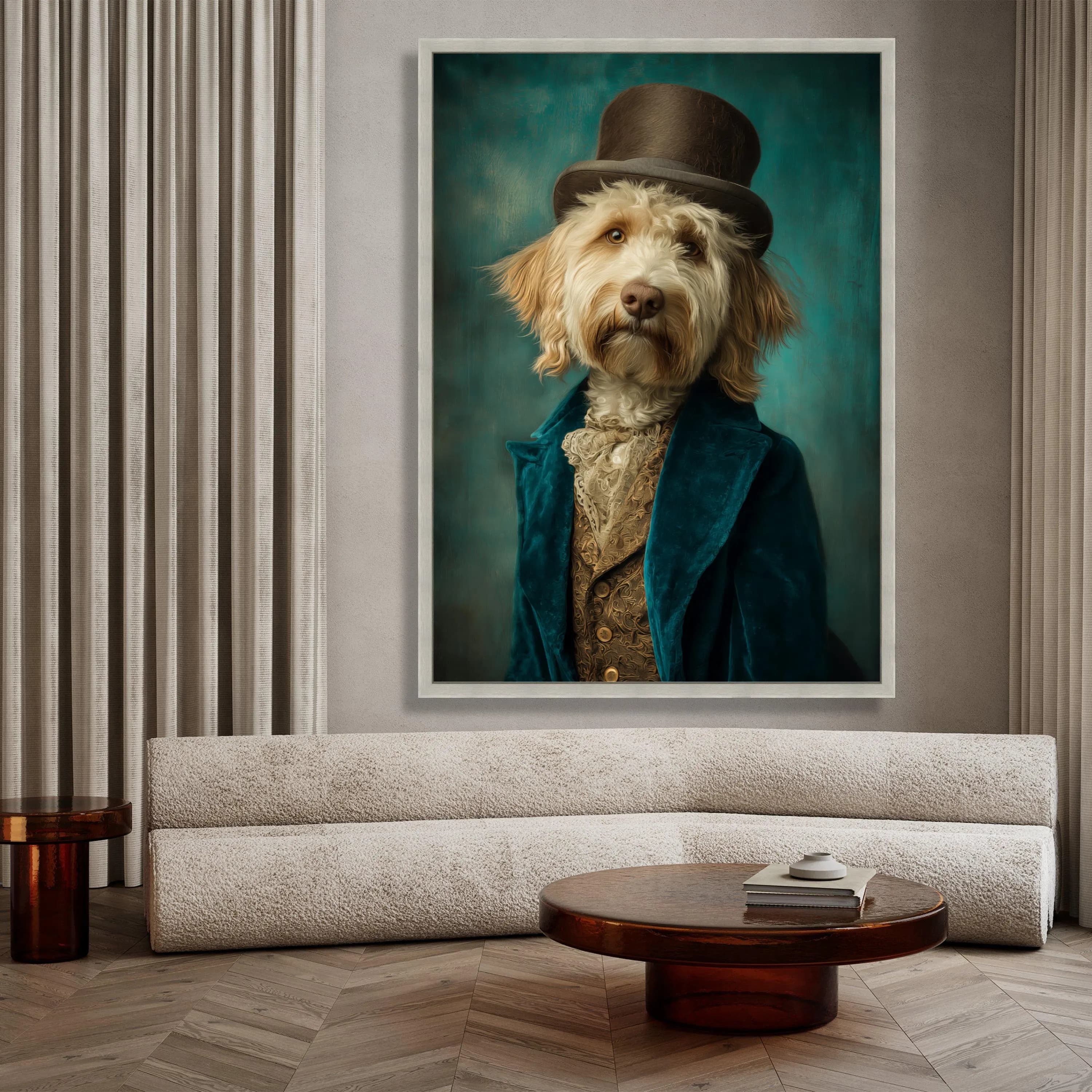 Victorian Dog Portrait Canvas, Elegant Pet Wall Art, Dressed Up Dog Canvas, Quirky Animal Artwork Print, Vintage Style Home Art Canvas Gift - image 4