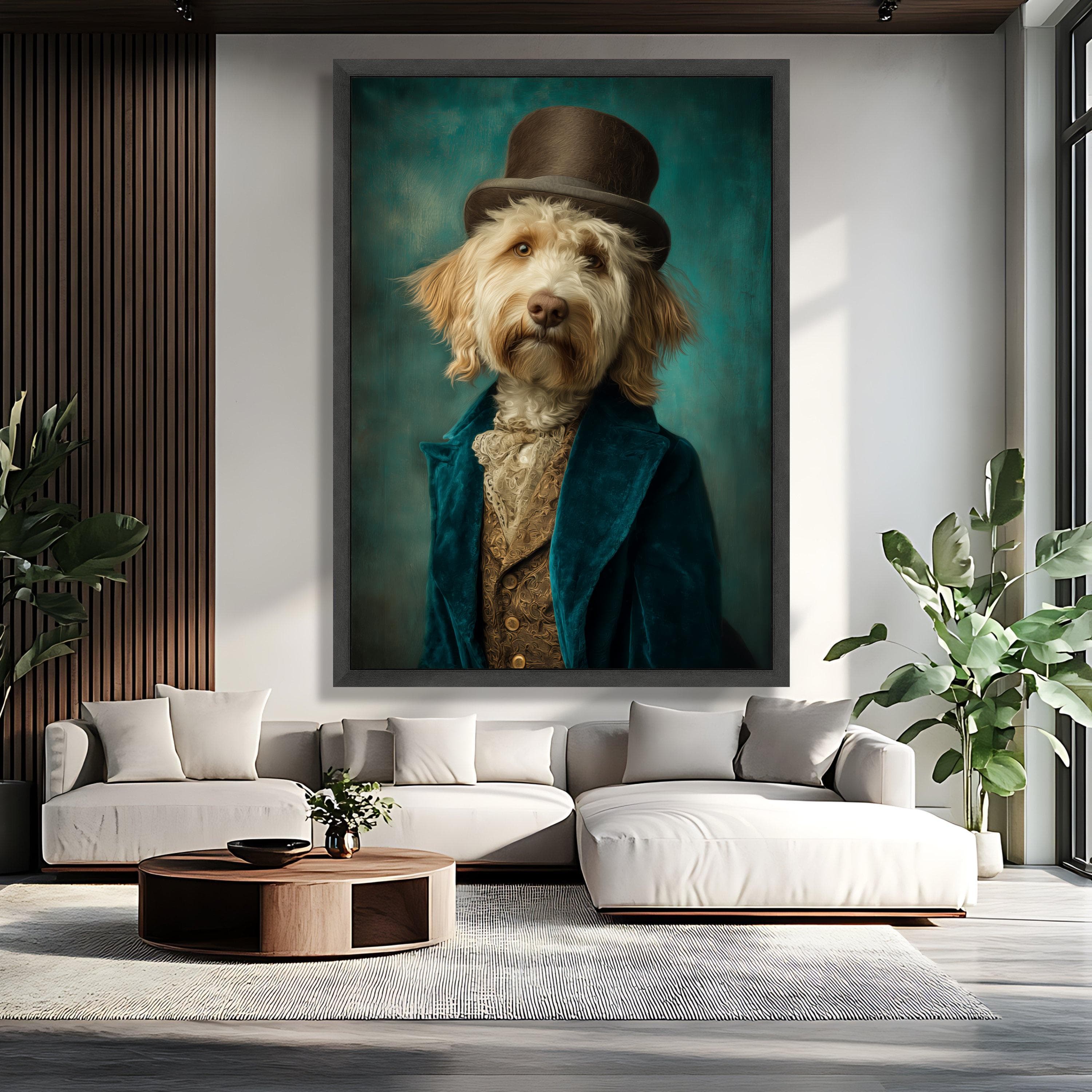 Victorian Dog Portrait Canvas, Elegant Pet Wall Art, Dressed Up Dog Canvas, Quirky Animal Artwork Print, Vintage Style Home Art Canvas Gift - image 5