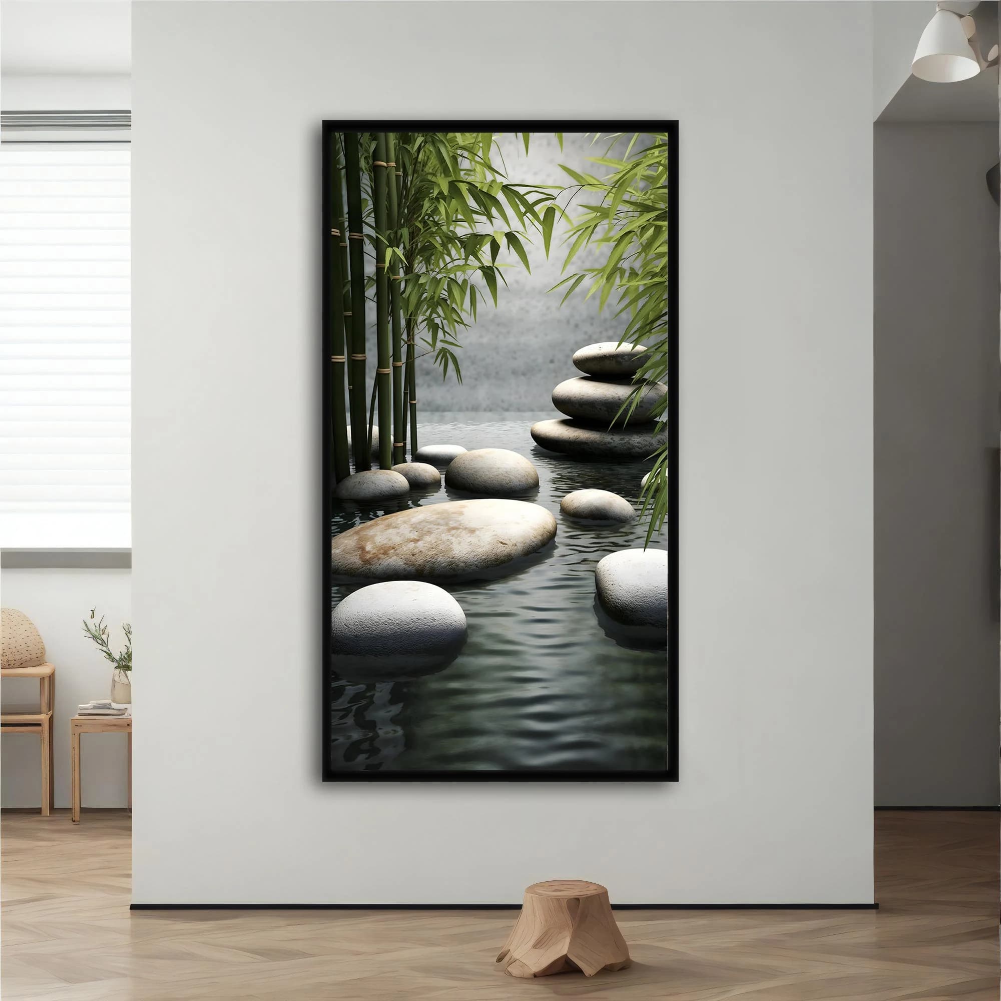 Wall Art Zen Garden Canvas, Relaxing Bamboo and Stones Decor, Calming Nature Scene for Home Decor, Meditation Room Art - image 5