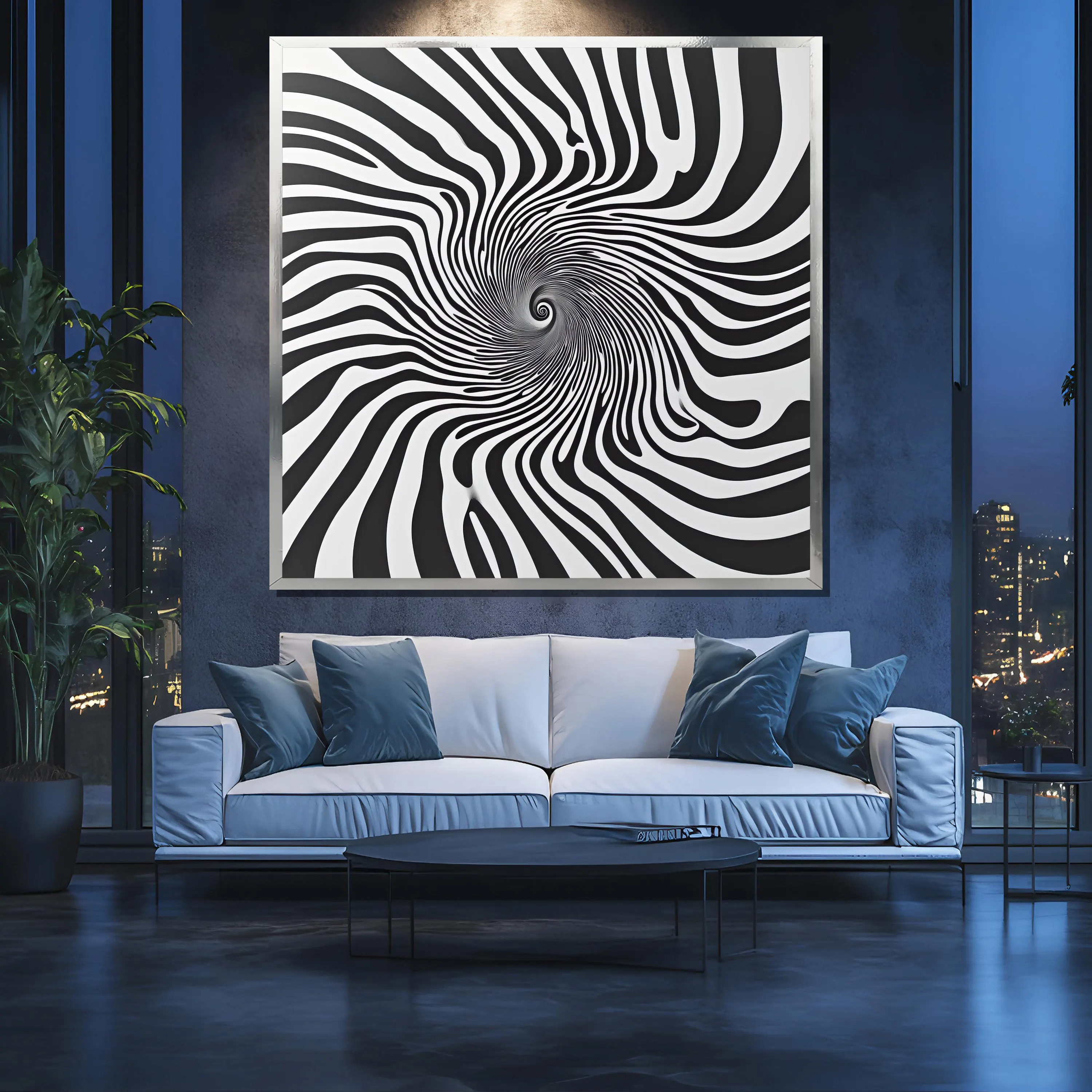 Black and White Optical Illusion Canvas Painting, Trippy Spiral Wall Art for Modern Home, Hypnotic Abstract Design, Perfect Gift Idea - image 5