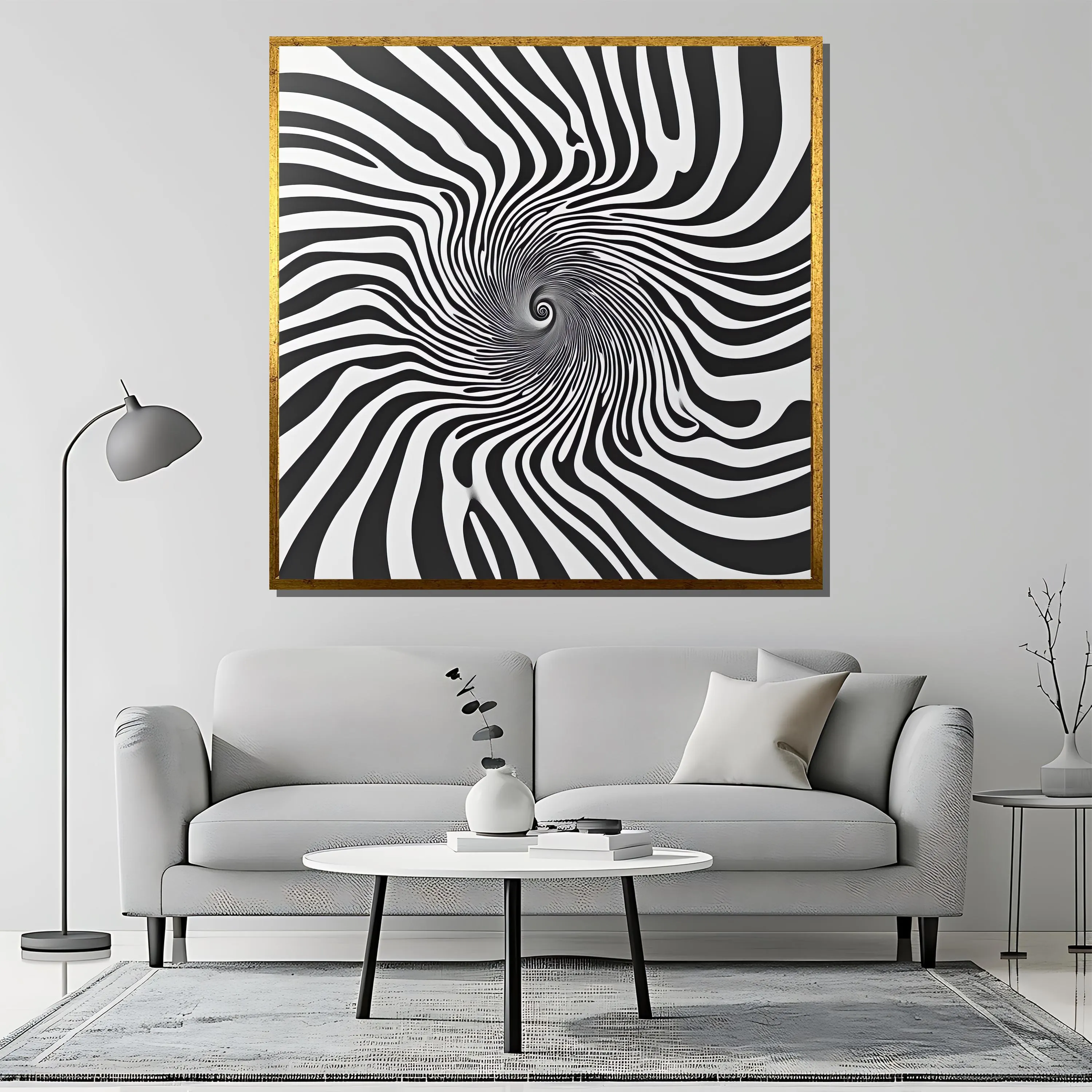 Black and White Optical Illusion Canvas Painting, Trippy Spiral Wall Art for Modern Home, Hypnotic Abstract Design, Perfect Gift Idea - image 3