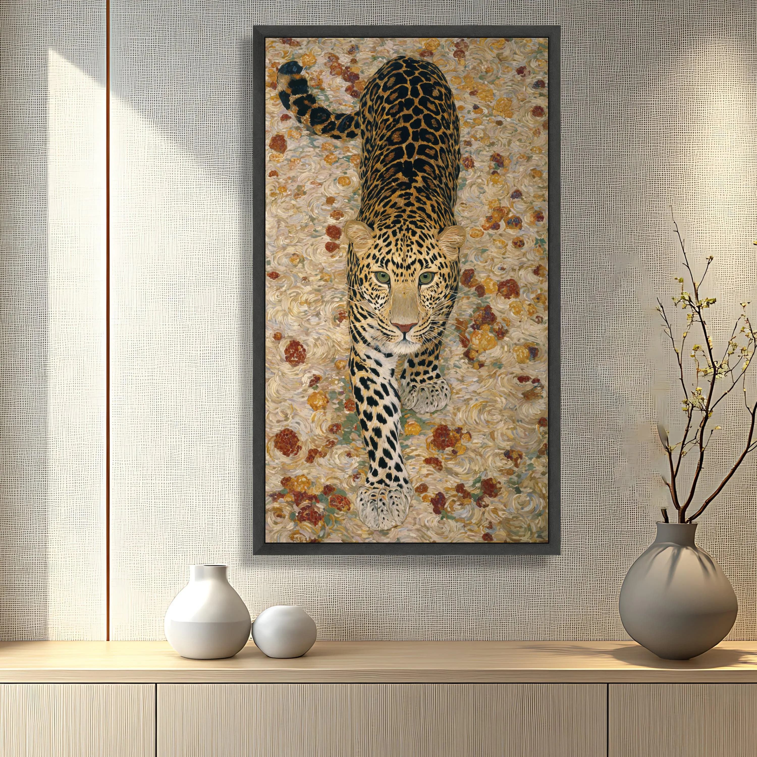 Majestic Leopard Walk Canvas, Wildlife Animal Art, Nature Wall Decor, Big Cat Canvas, Jungle Theme Decoration - image 4