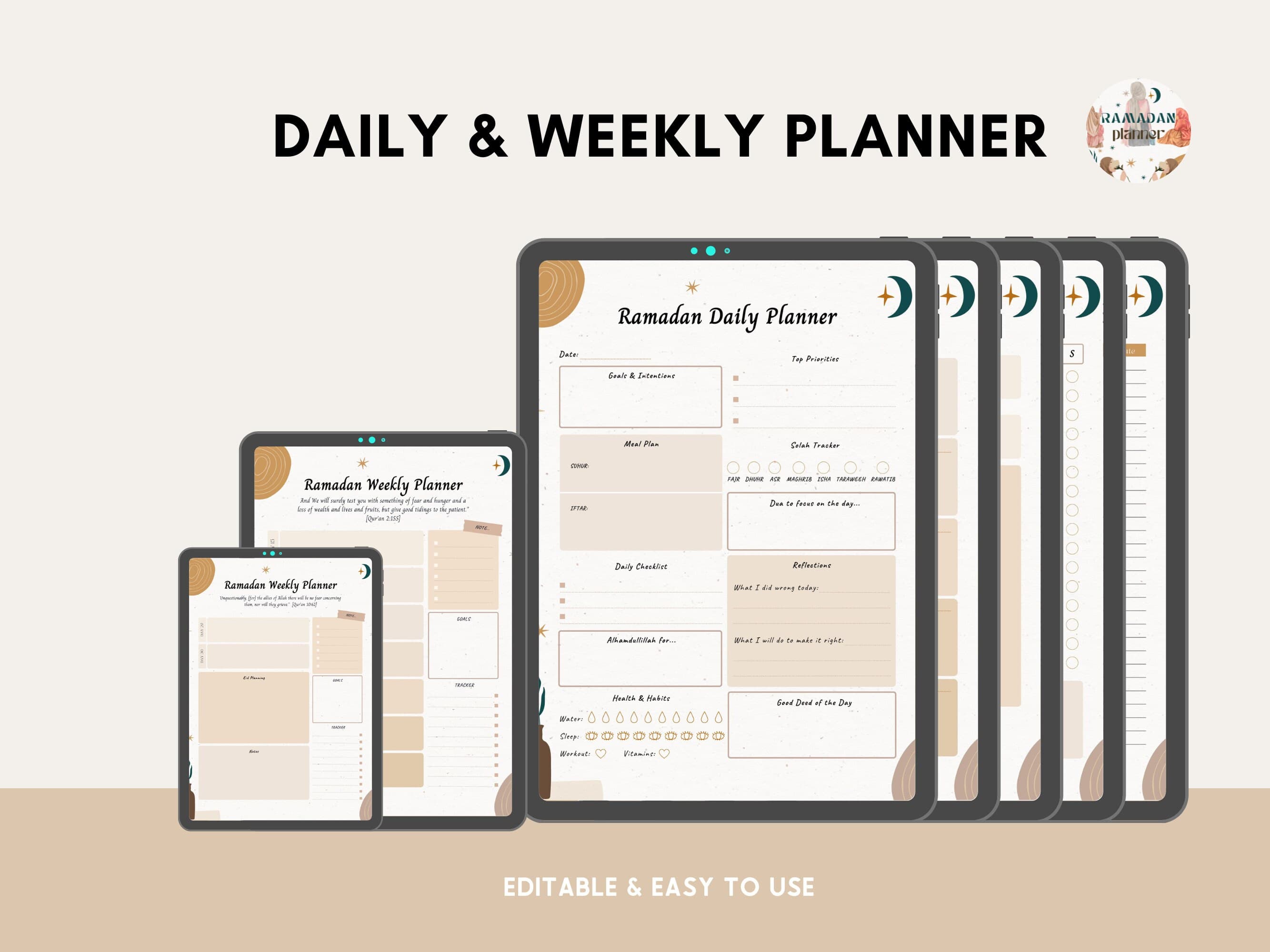 Printable planner, prayer tracker, Quran journal, iPad planner, Ramadan planner, Islam, Eid planner, Ramadan journal, Muslim prayer schedule - image 2