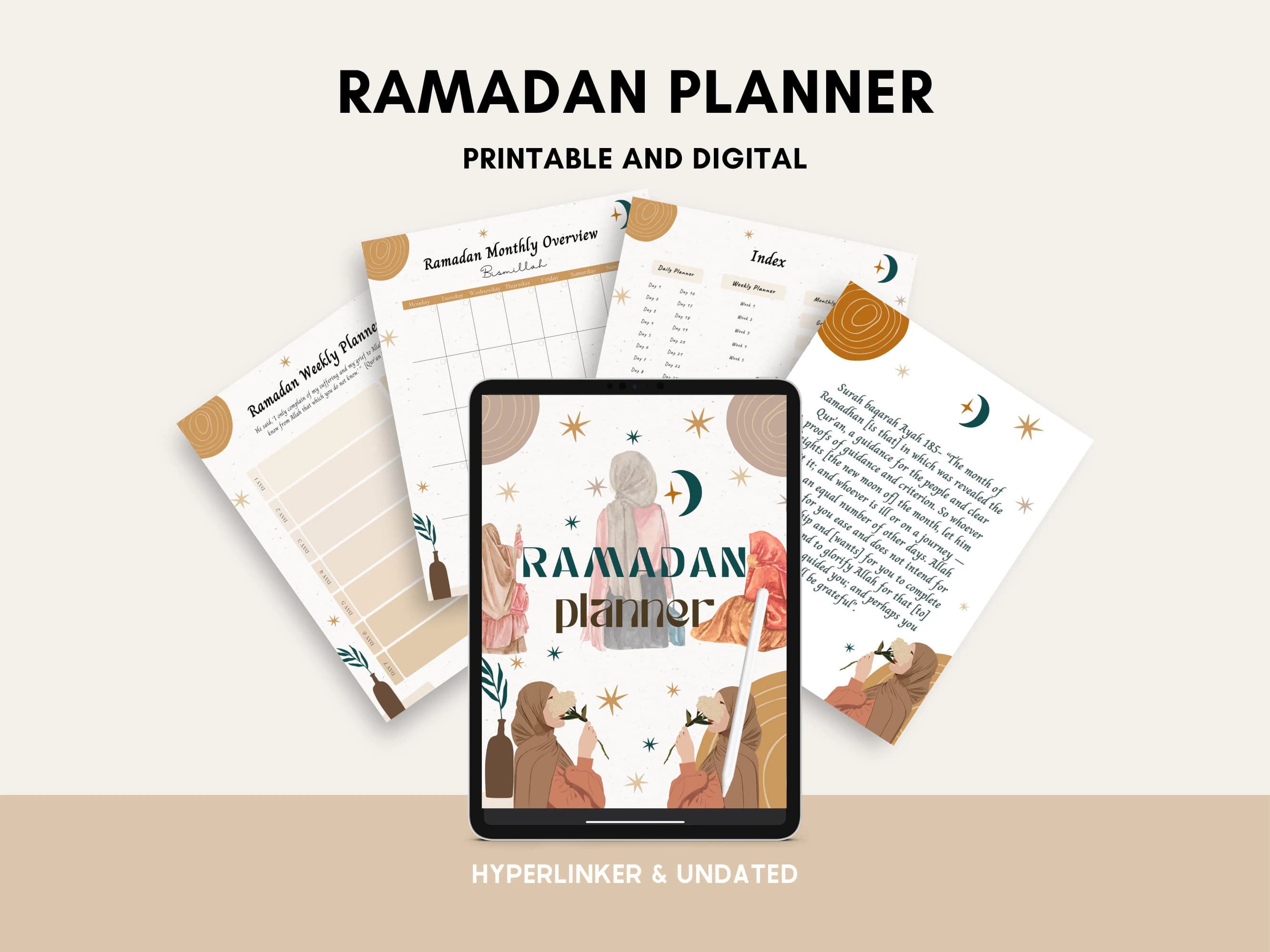 Printable planner, prayer tracker, Quran journal, iPad planner, Ramadan planner, Islam, Eid planner, Ramadan journal, Muslim prayer schedule