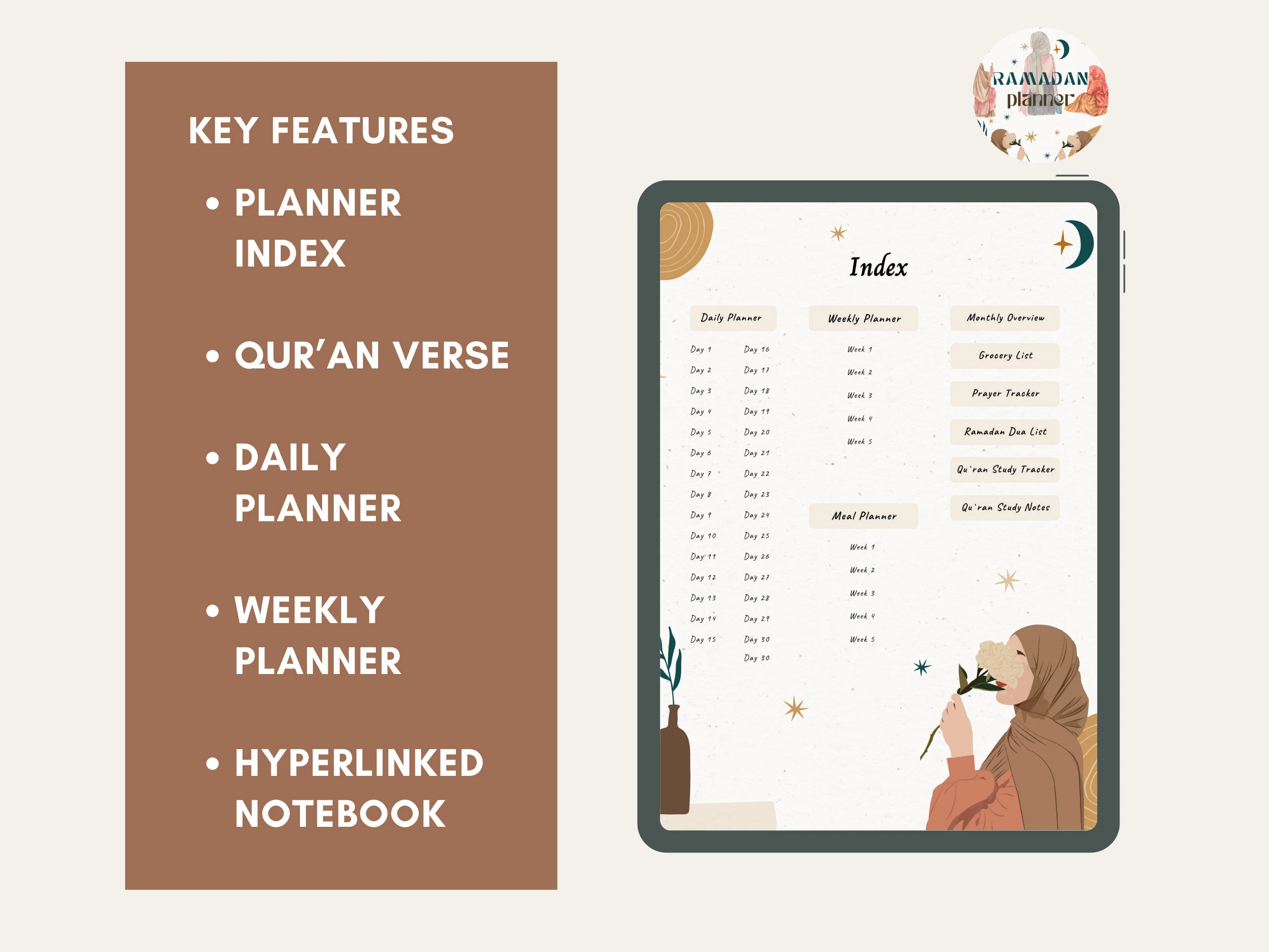Printable planner, prayer tracker, Quran journal, iPad planner, Ramadan planner, Islam, Eid planner, Ramadan journal, Muslim prayer schedule - image 4