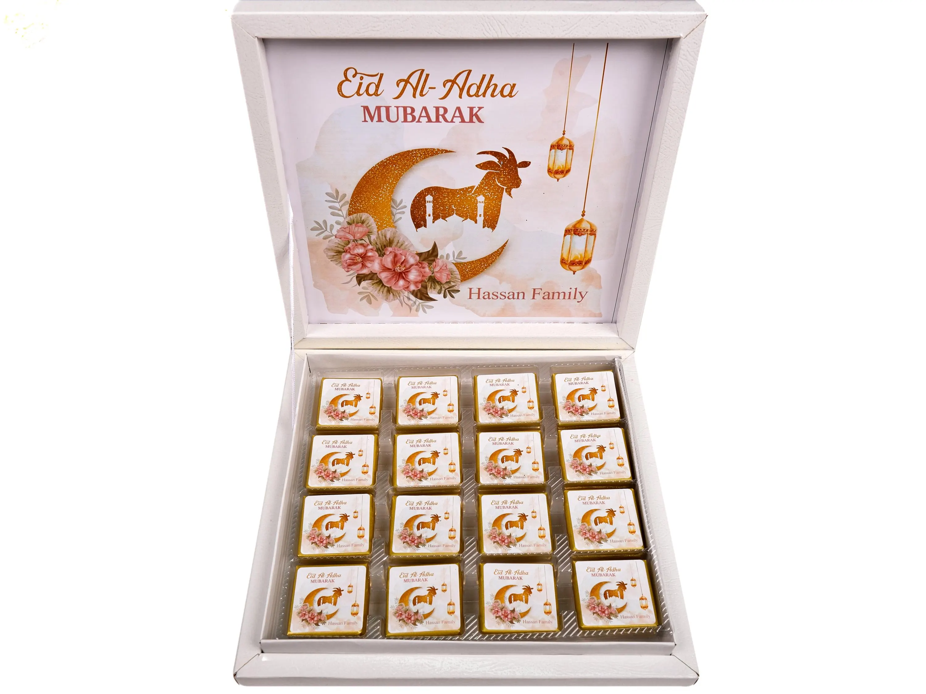 16 PCS with Box Eid Mubarak, Eid al Adha Chocolate Favors, Hajj Mubarak, Eid Chocolate Favors for Guests, Umrah Mubarak, Eid Favors Gifts
