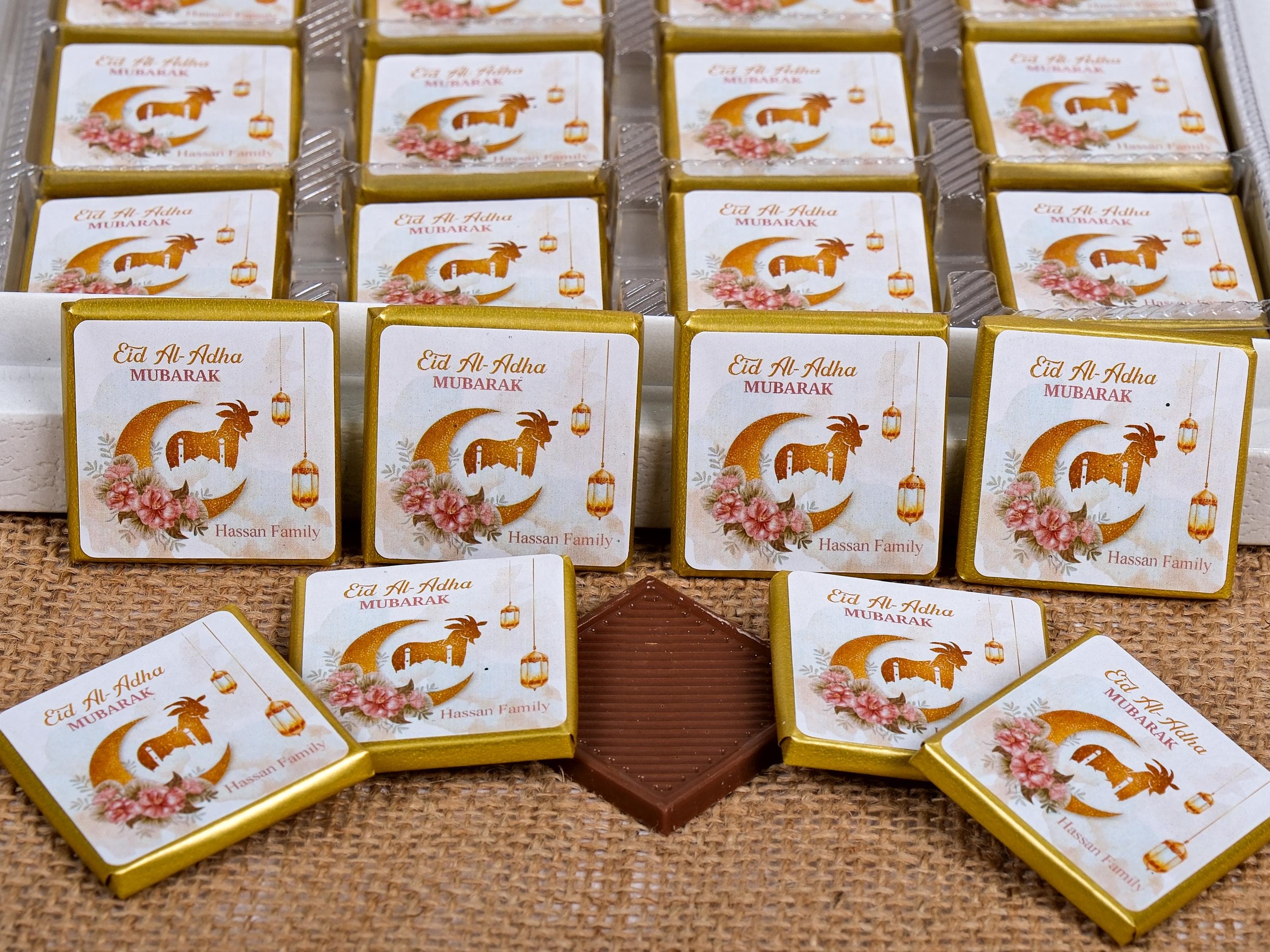 Eid Mubarak, Eid al Adha Chocolate Favors Box, Hajj Mubarak, Eid Chocolate Favors for Guests, Umrah Mubarak, Bajram Eid Favors, Eid Gifts