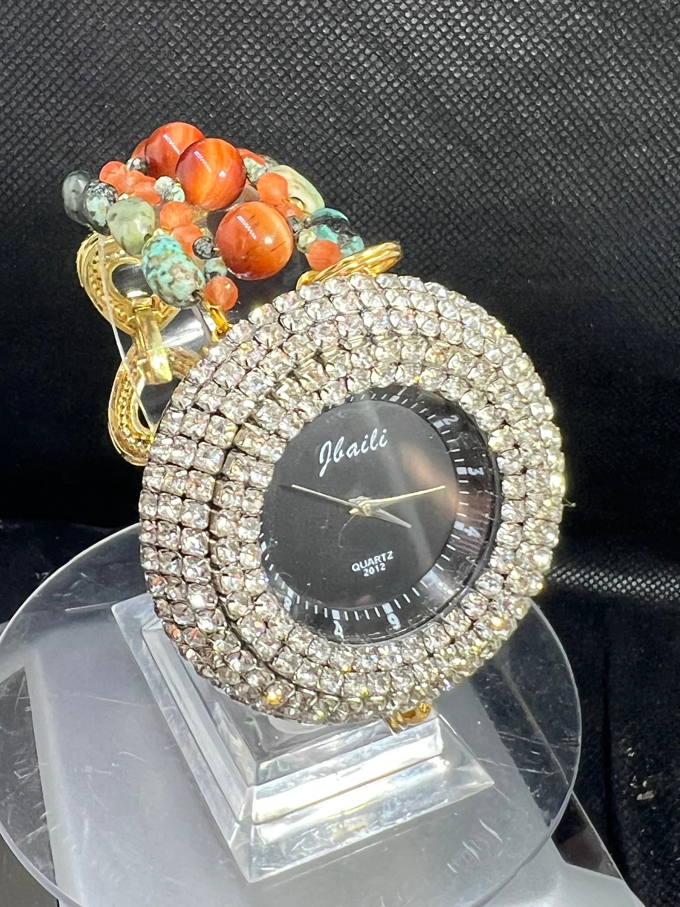 turquoise and tiger eye gemstones watch bracelet edelsteine Uhrchen watch strap