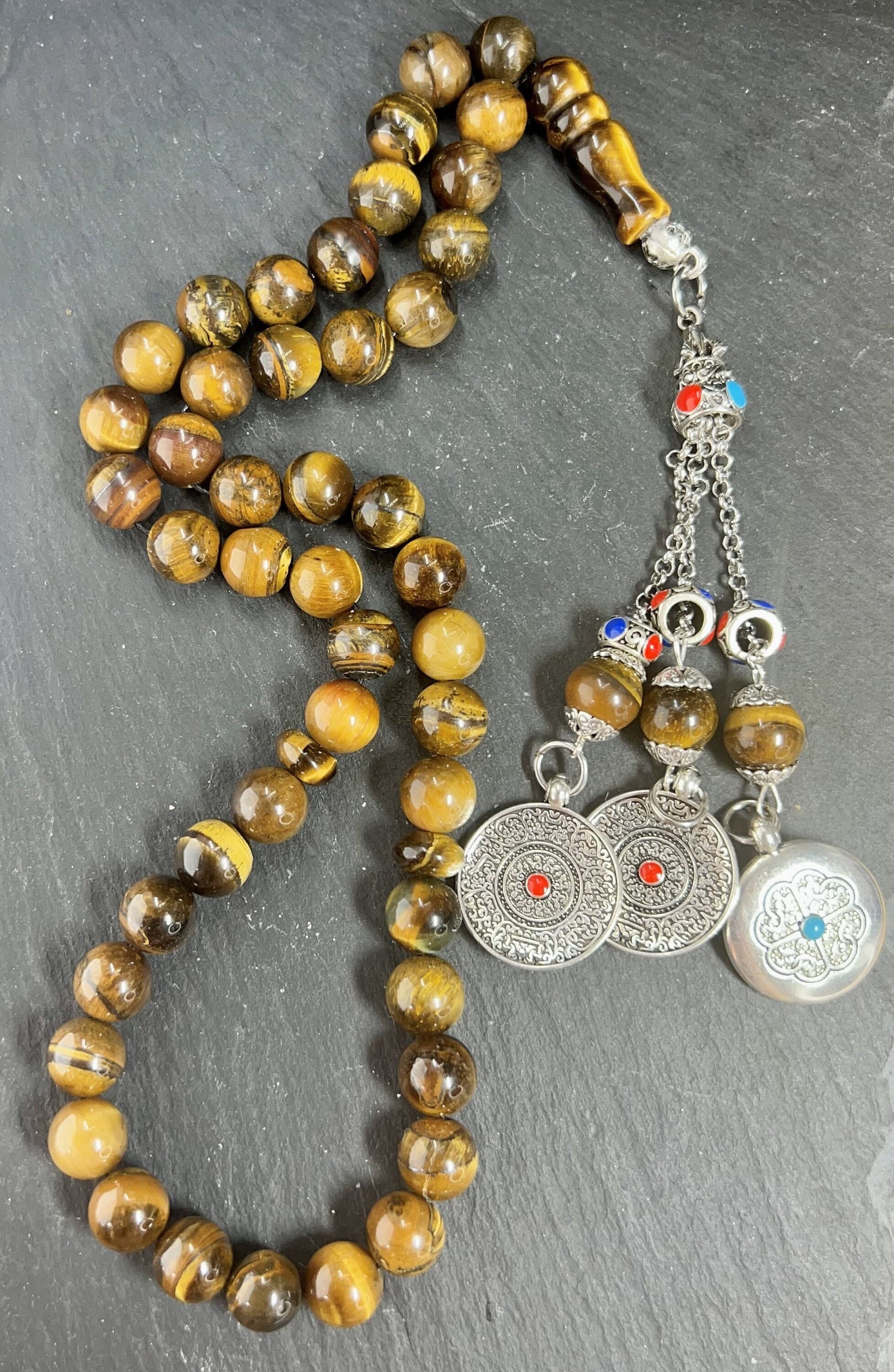 Tiger Eye Tasbih: Natural Gemstone Islamic Prayer Beads