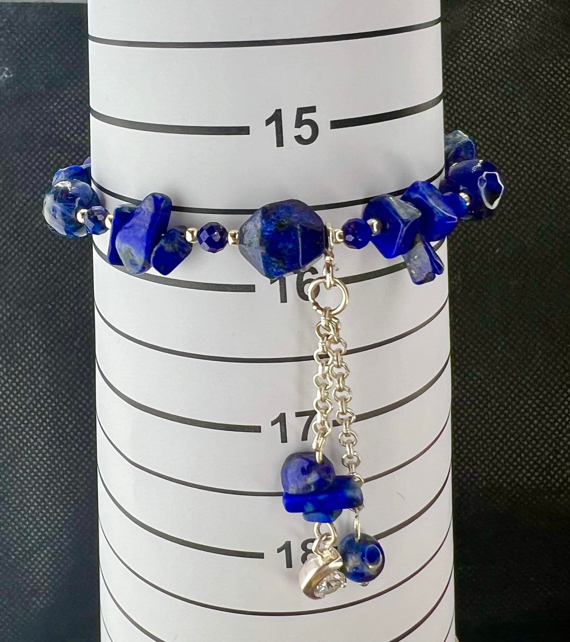 blue lapis lazuli bracelet 925 silver silber blaues armband edelstein echtschmuck gemstone