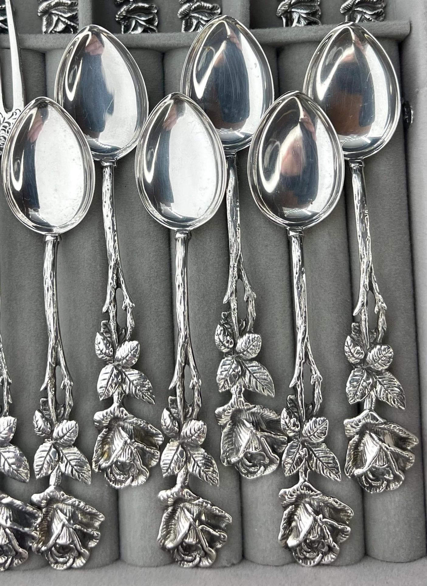 Vintage 800 Silver Mocha, One Spoon, Hildesheimer Rose Pattern, Widmann - image 3