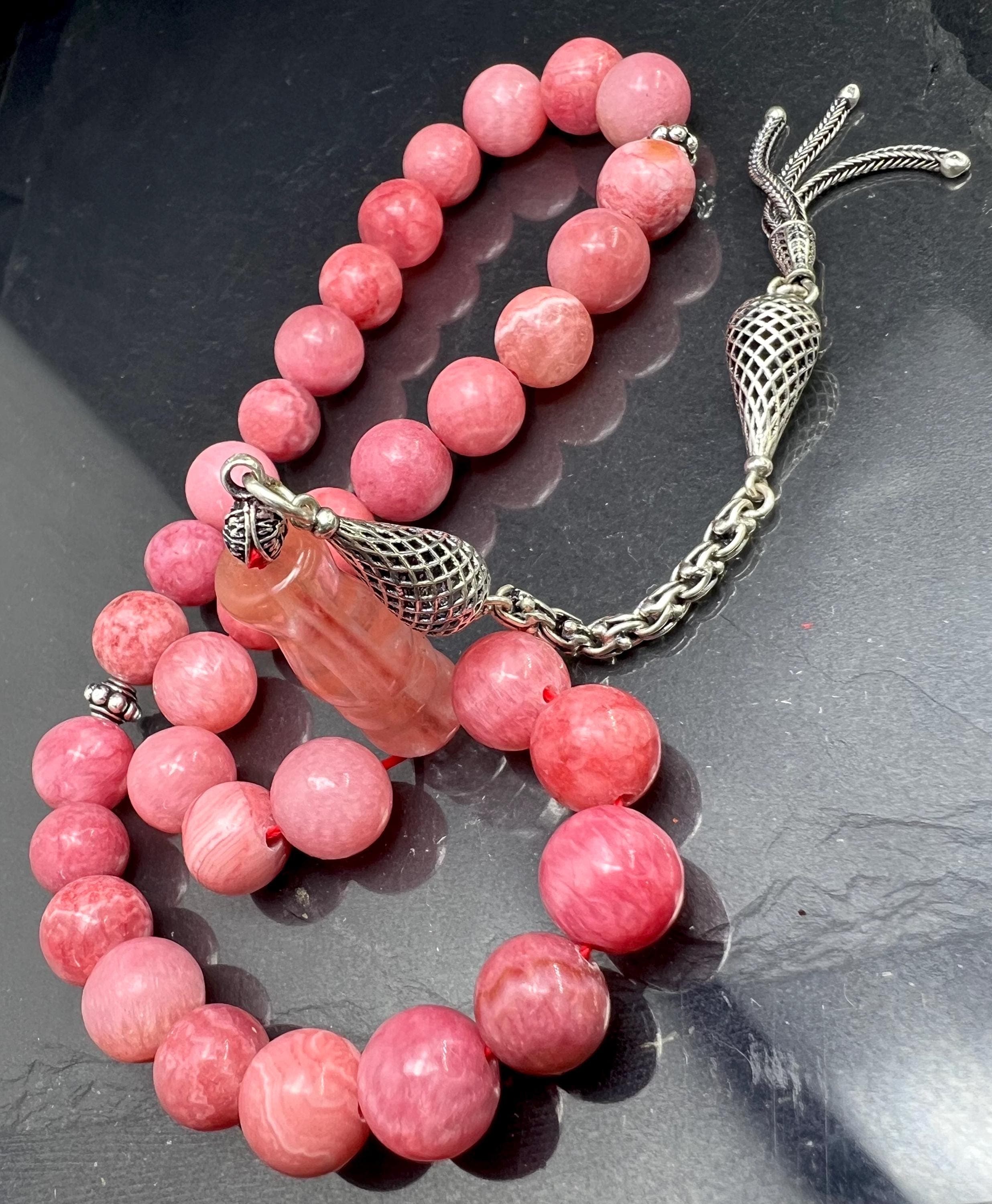 Rhodochrosite Tasbih, Prayer beads, Rosary, Misbaha, Ethnic Jewellery, Ramadan Eid Islamic gift