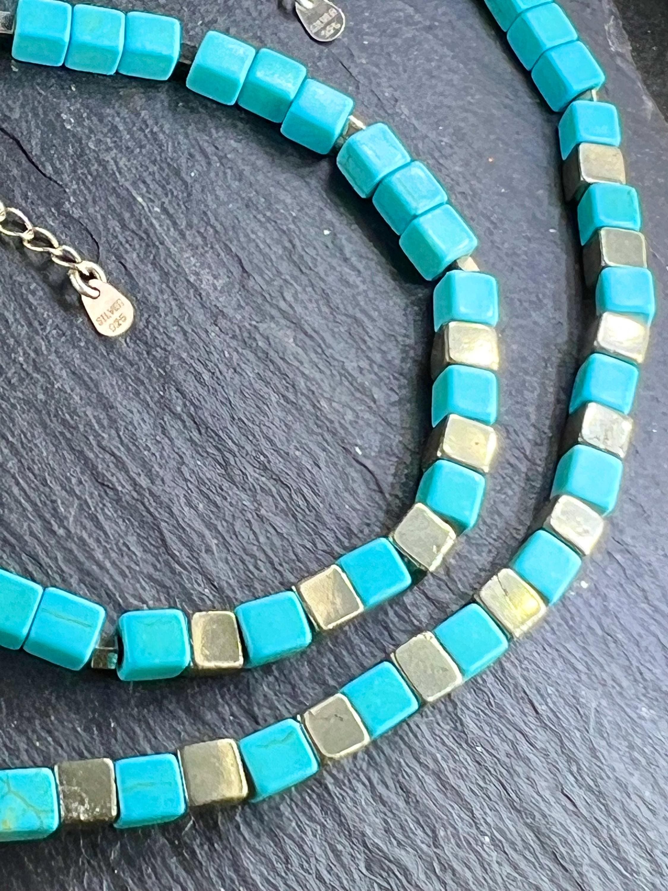 throat chakra blue turquoise howlite howleth 925 silver necklace halskette armband bracelet line design schnell versand gemstones edelstein