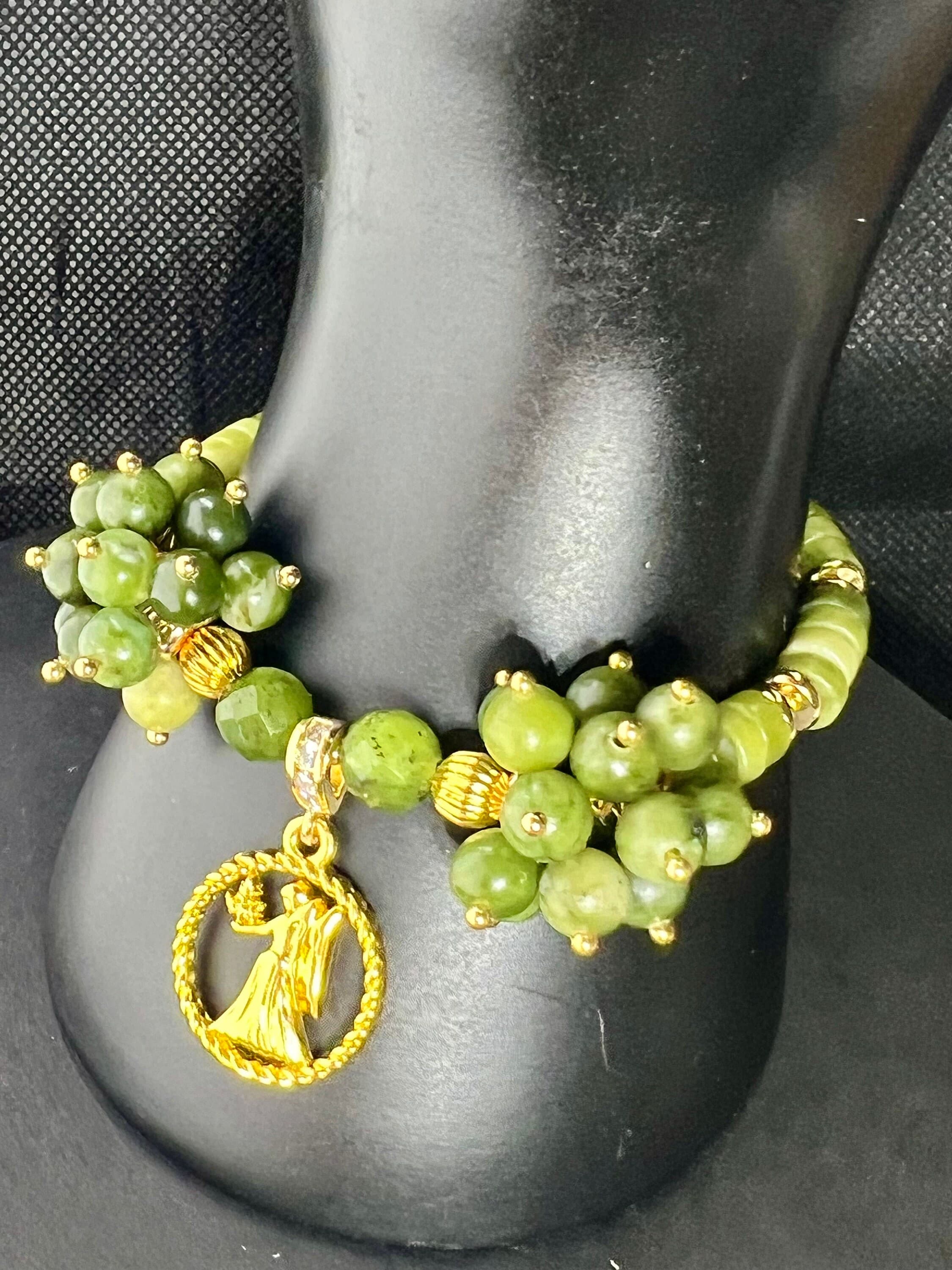 green jade virgo bracelet zodiac gold plated