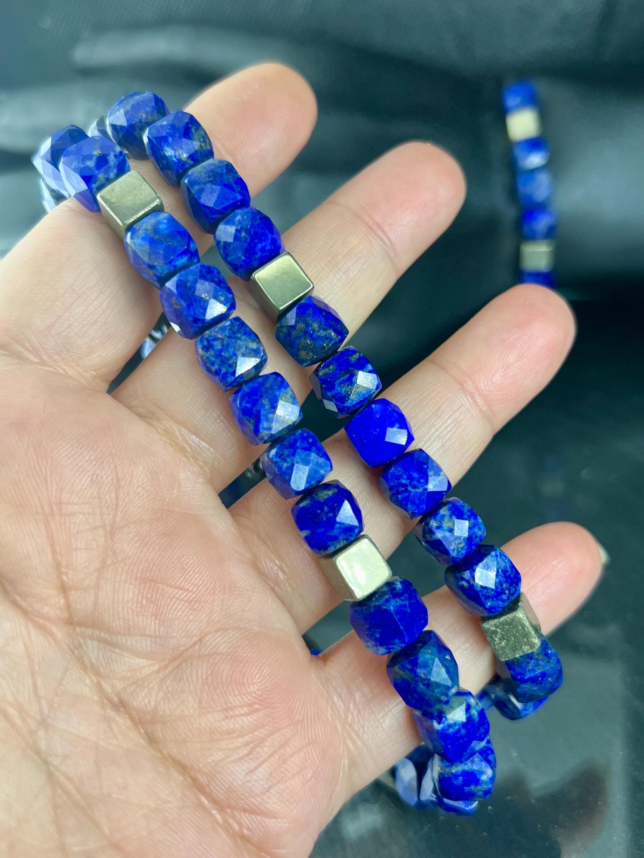 Natürliches Lapislazuli und Pyrit Steine, Unisex Halskette und armband, Dritteaugen und Solar Plexus Chakras, meditation energie
