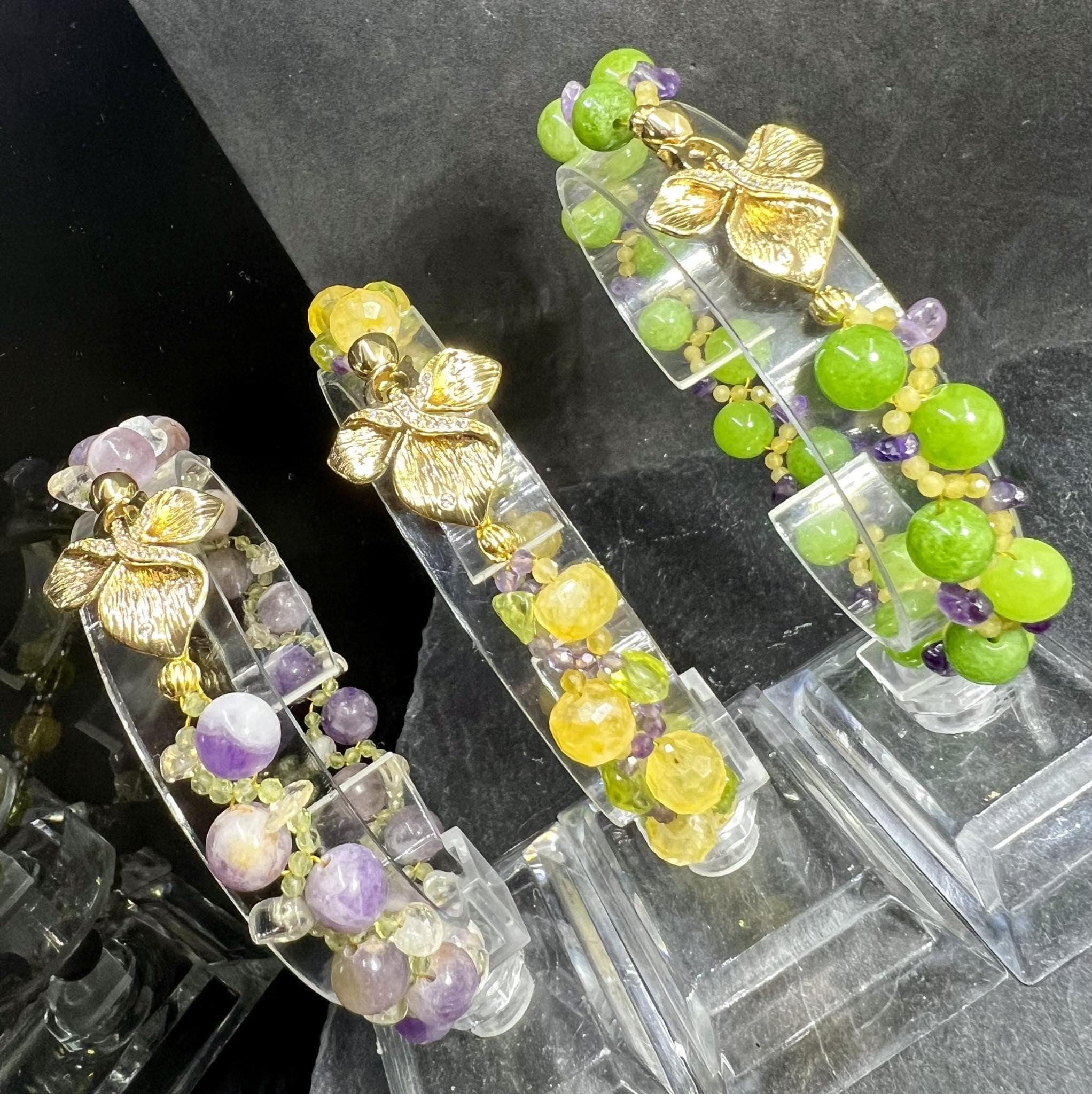 Amethyst peridot citrin bracelet armband gold plated vergoldet